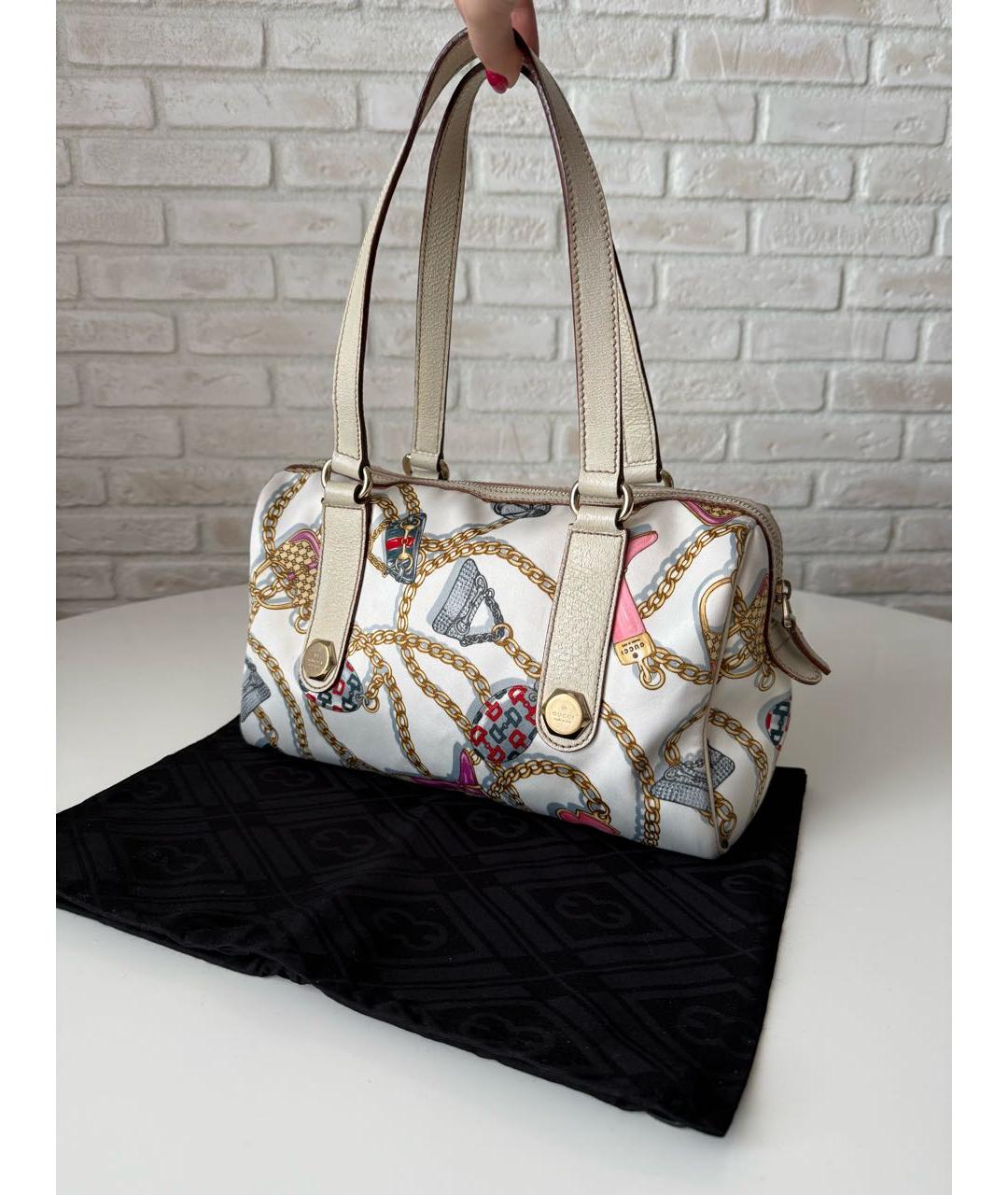 GUCCI Белая кожаная сумка с короткими ручками, фото 2