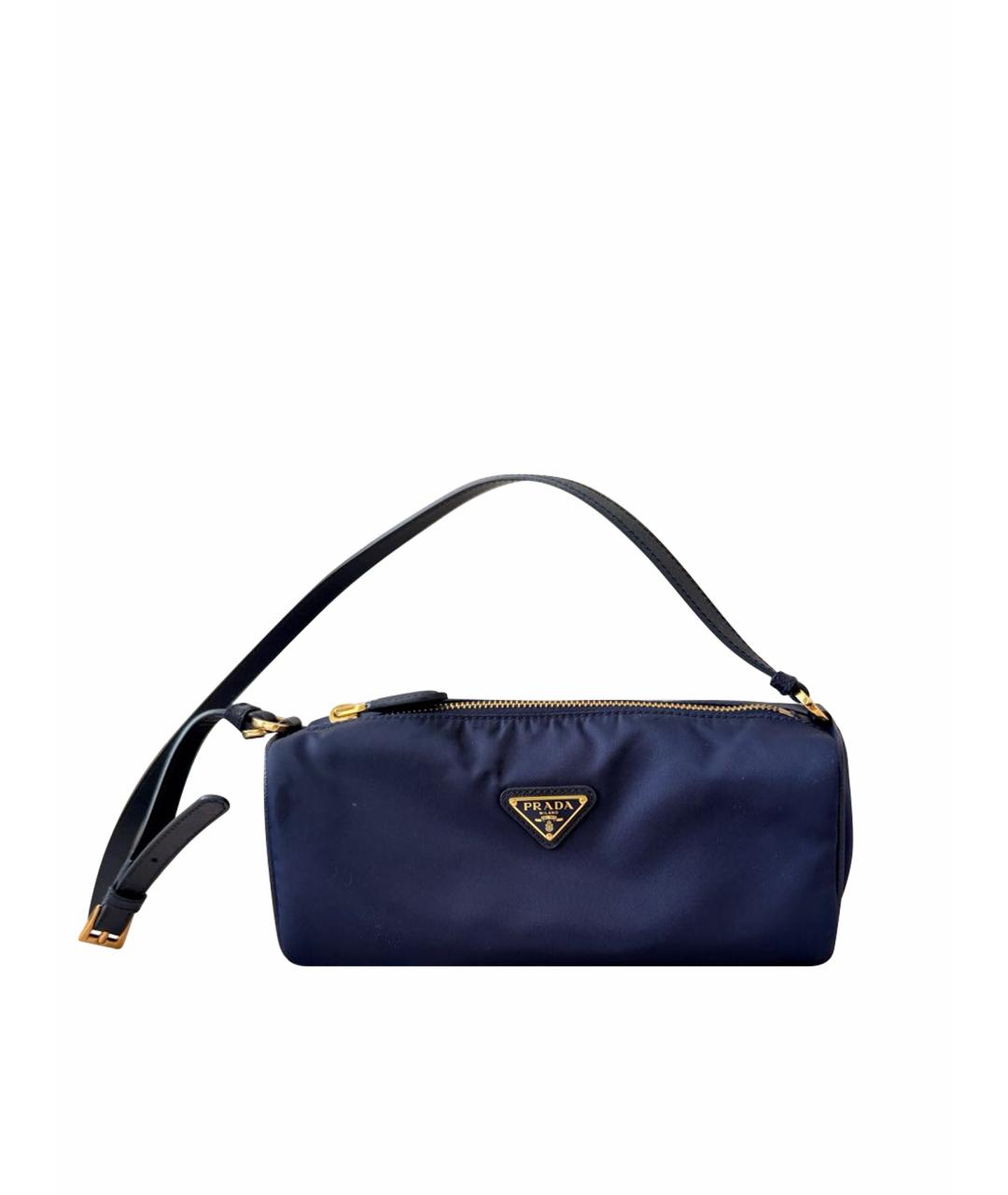 PRADA Темно-синяя синтетическая сумка с короткими ручками, фото 1