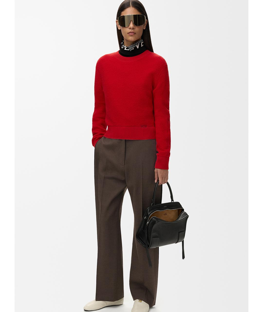 LOEWE Коричневые вискозные прямые брюки, фото 2