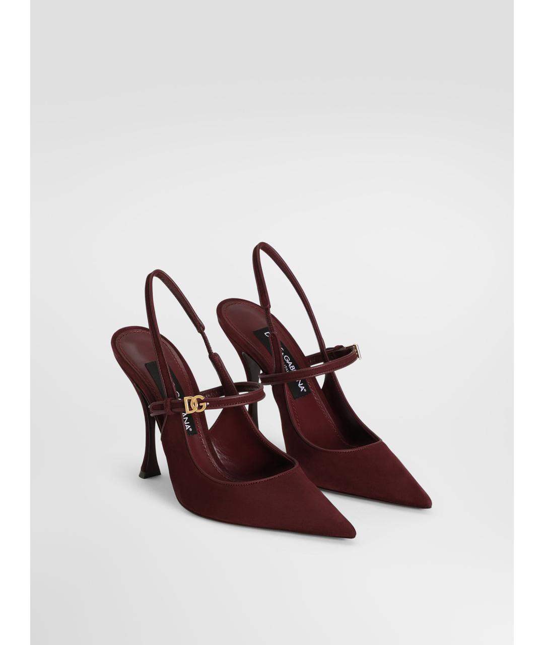 DOLCE&GABBANA Бордовые кожаные туфли, фото 2