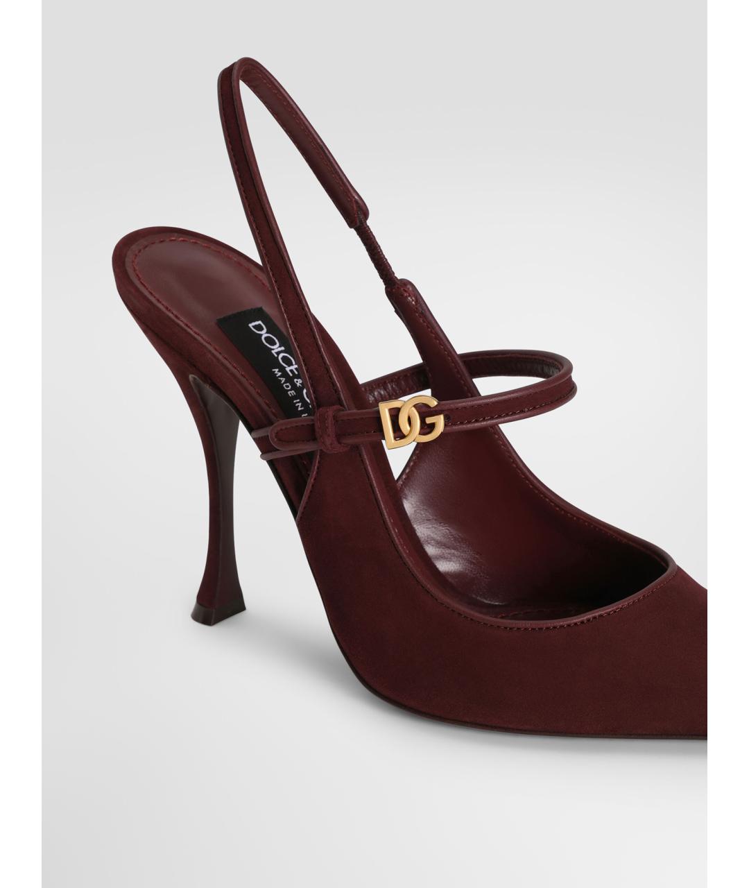 DOLCE&GABBANA Бордовые кожаные туфли, фото 3