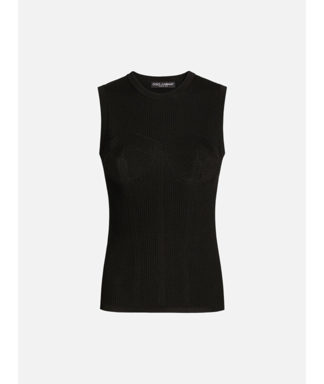 DOLCE&GABBANA Черная вискозная майка, фото 3