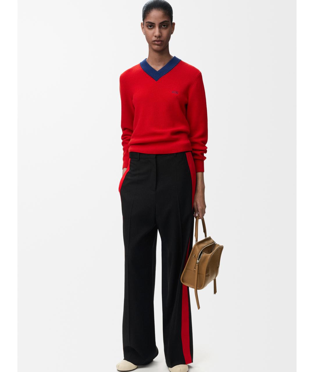LOEWE Черные вискозные прямые брюки, фото 2