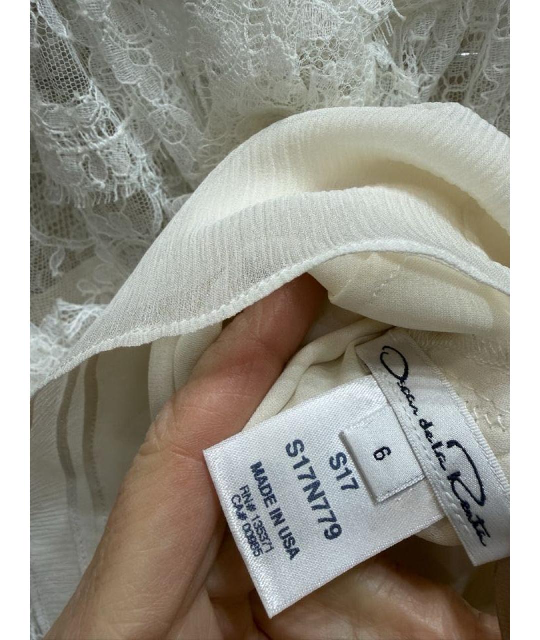 OSCAR DE LA RENTA Белая шелковая блузы, фото 3