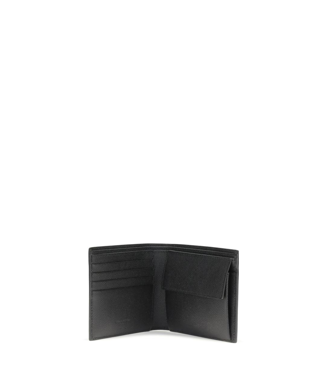 SAINT LAURENT Черный кожаный кошелек, фото 3