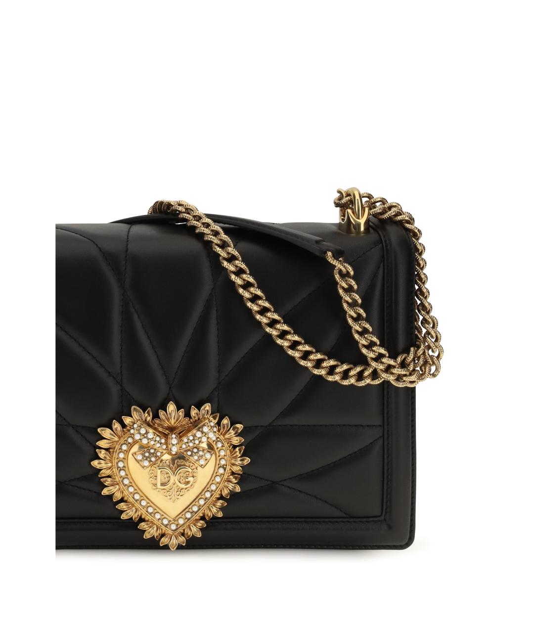 DOLCE&GABBANA Черная кожаная сумка через плечо, фото 4
