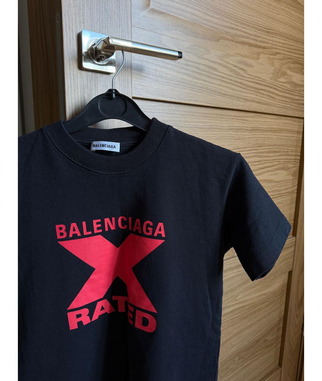 BALENCIAGA Черная хлопковая футболка, фото 3
