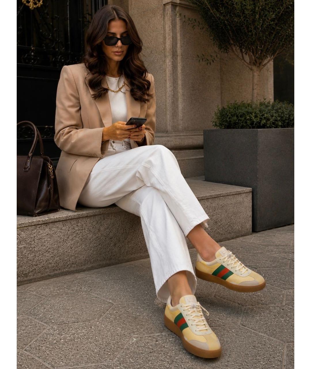 GUCCI Мульти кожаные кеды, фото 4