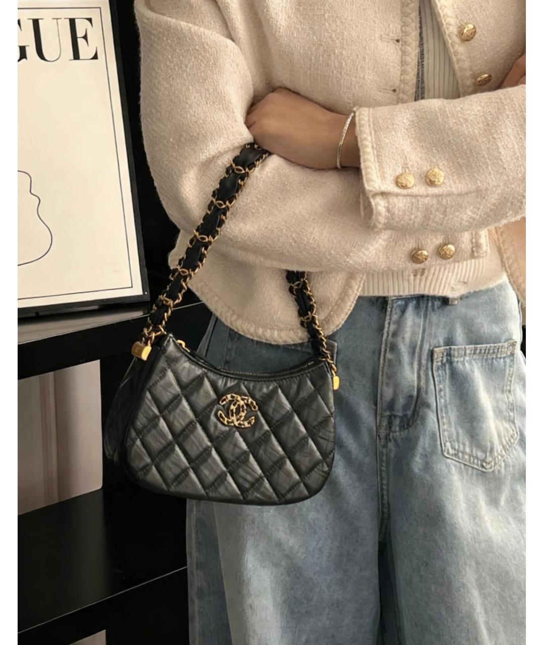 CHANEL Черная кожаная сумка тоут, фото 8