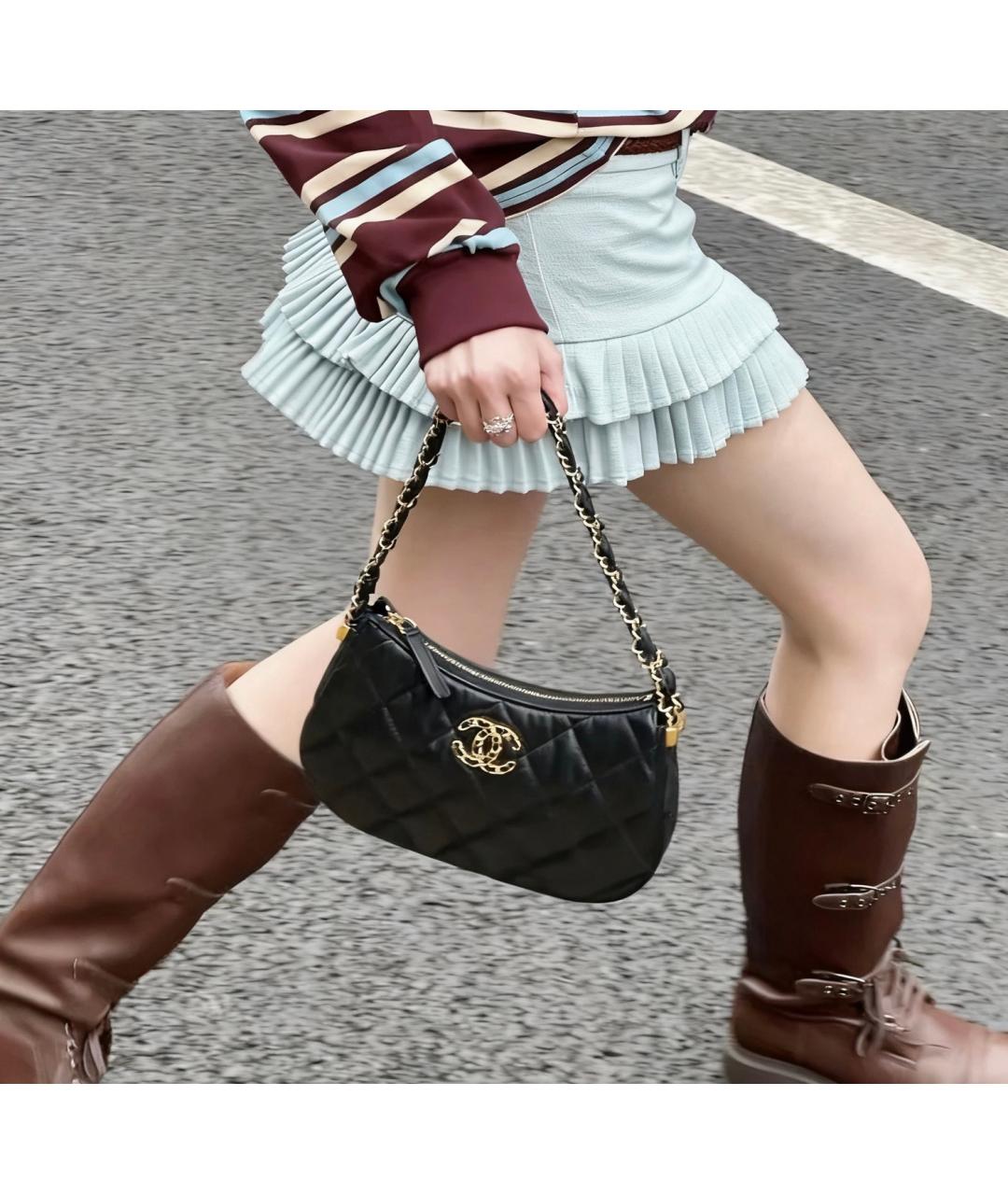 CHANEL Черная кожаная сумка тоут, фото 7