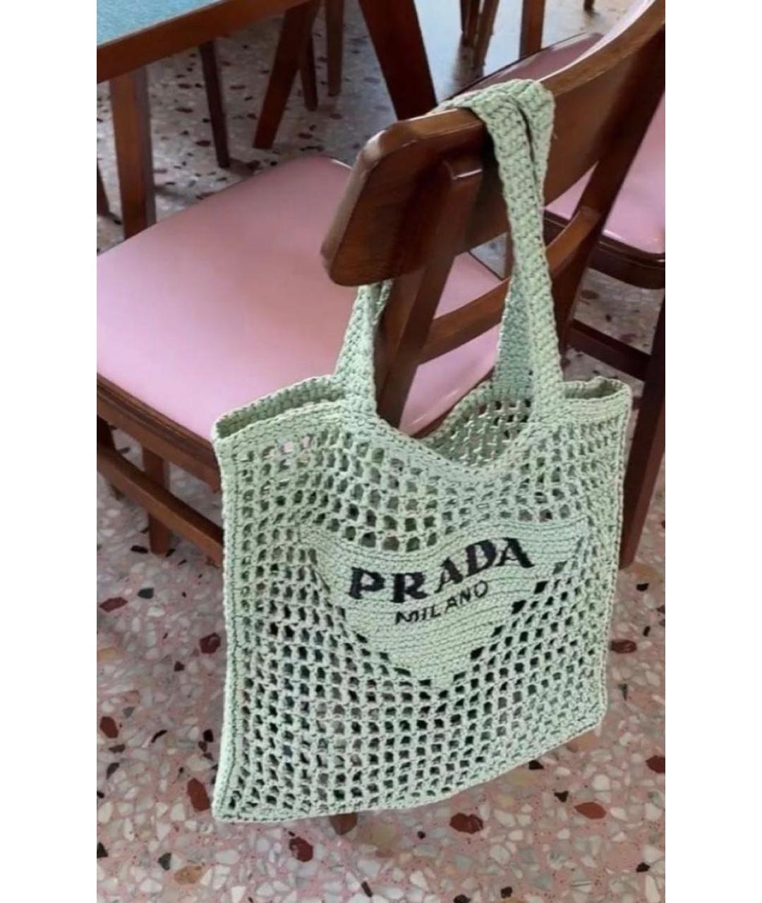 PRADA Зеленая плетеная пляжная сумка, фото 2
