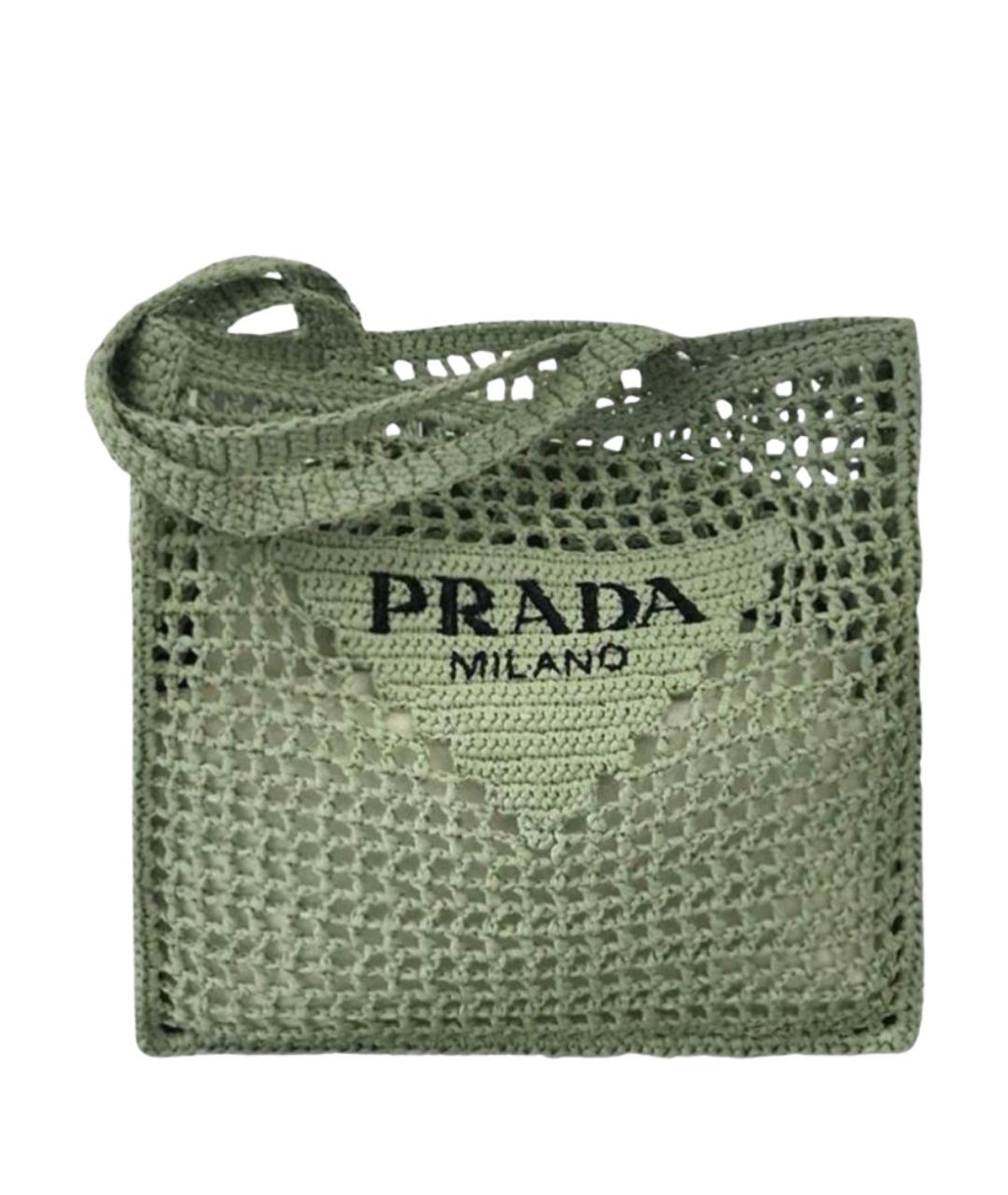 PRADA Зеленая плетеная пляжная сумка, фото 1
