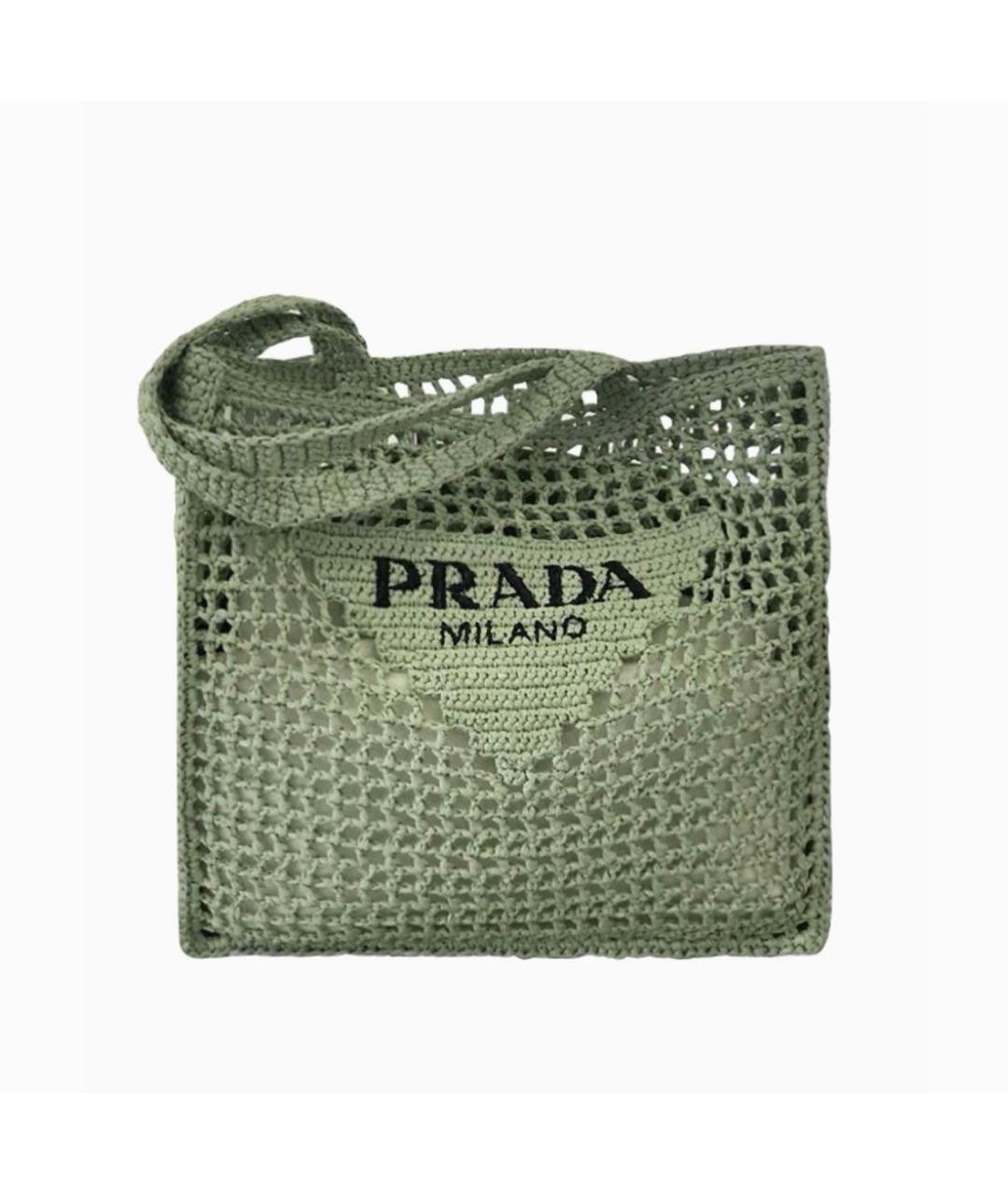 PRADA Зеленая плетеная пляжная сумка, фото 7