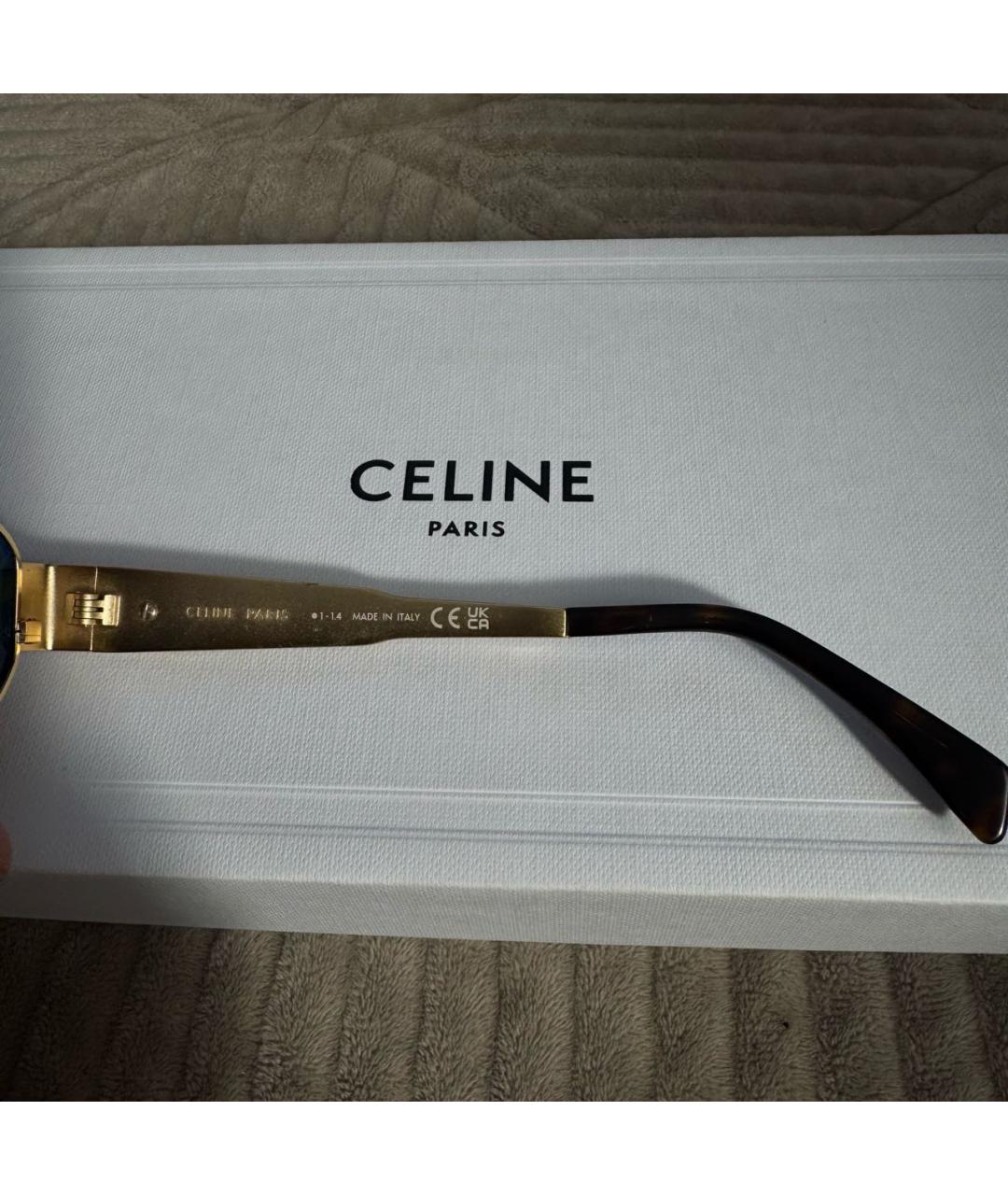 CELINE Золотые металлические солнцезащитные очки, фото 7