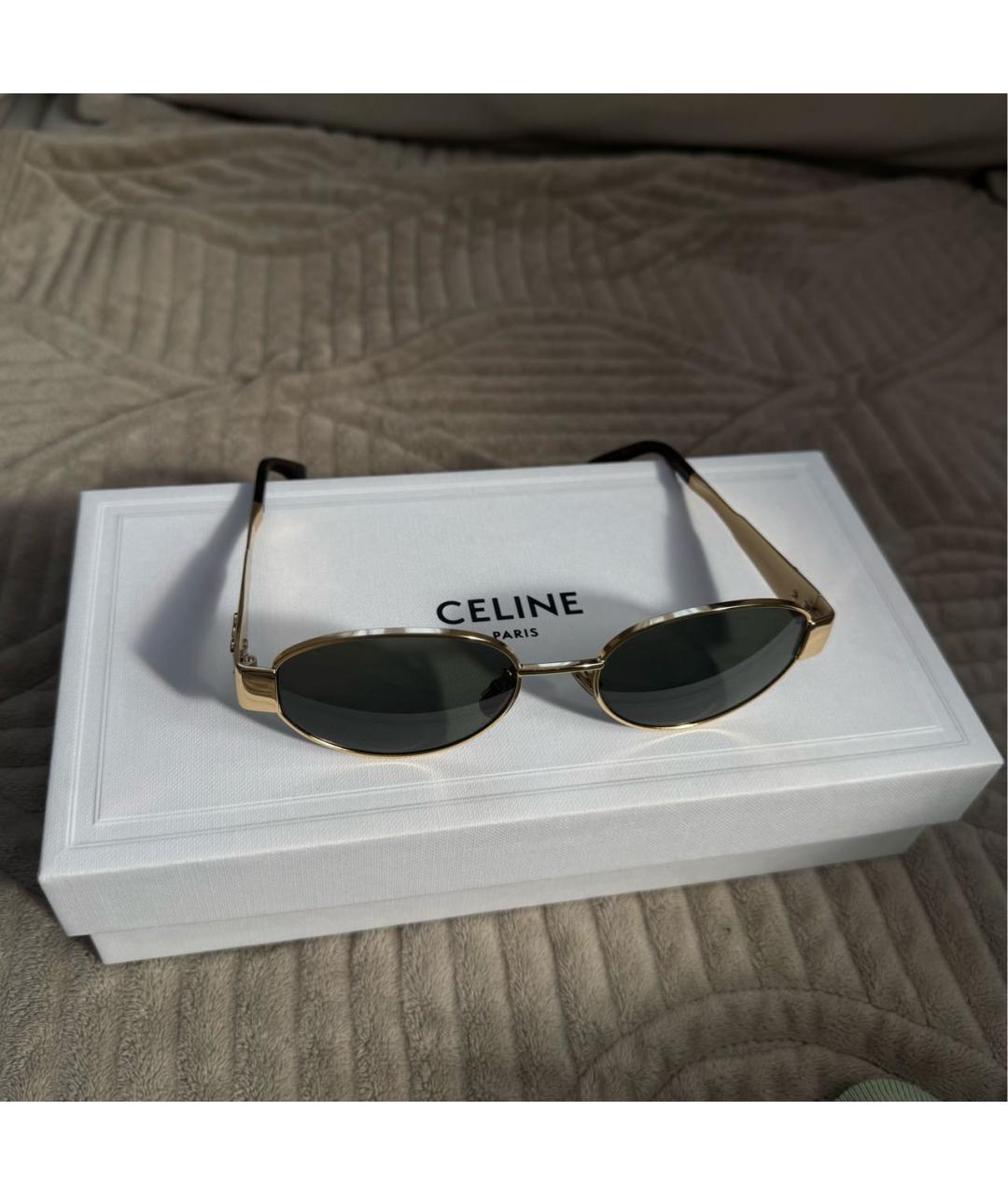 CELINE Золотые металлические солнцезащитные очки, фото 3