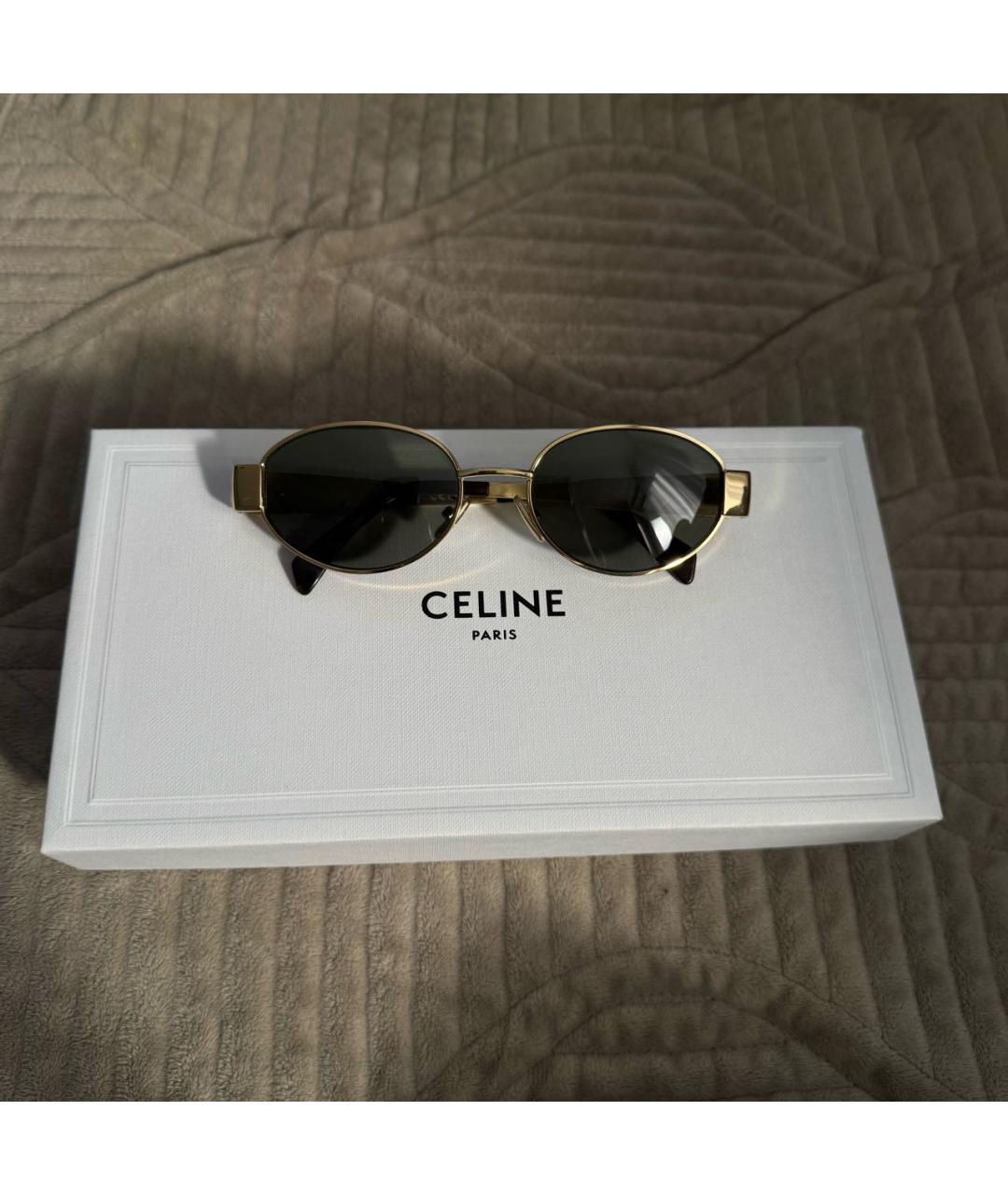 CELINE Золотые металлические солнцезащитные очки, фото 9