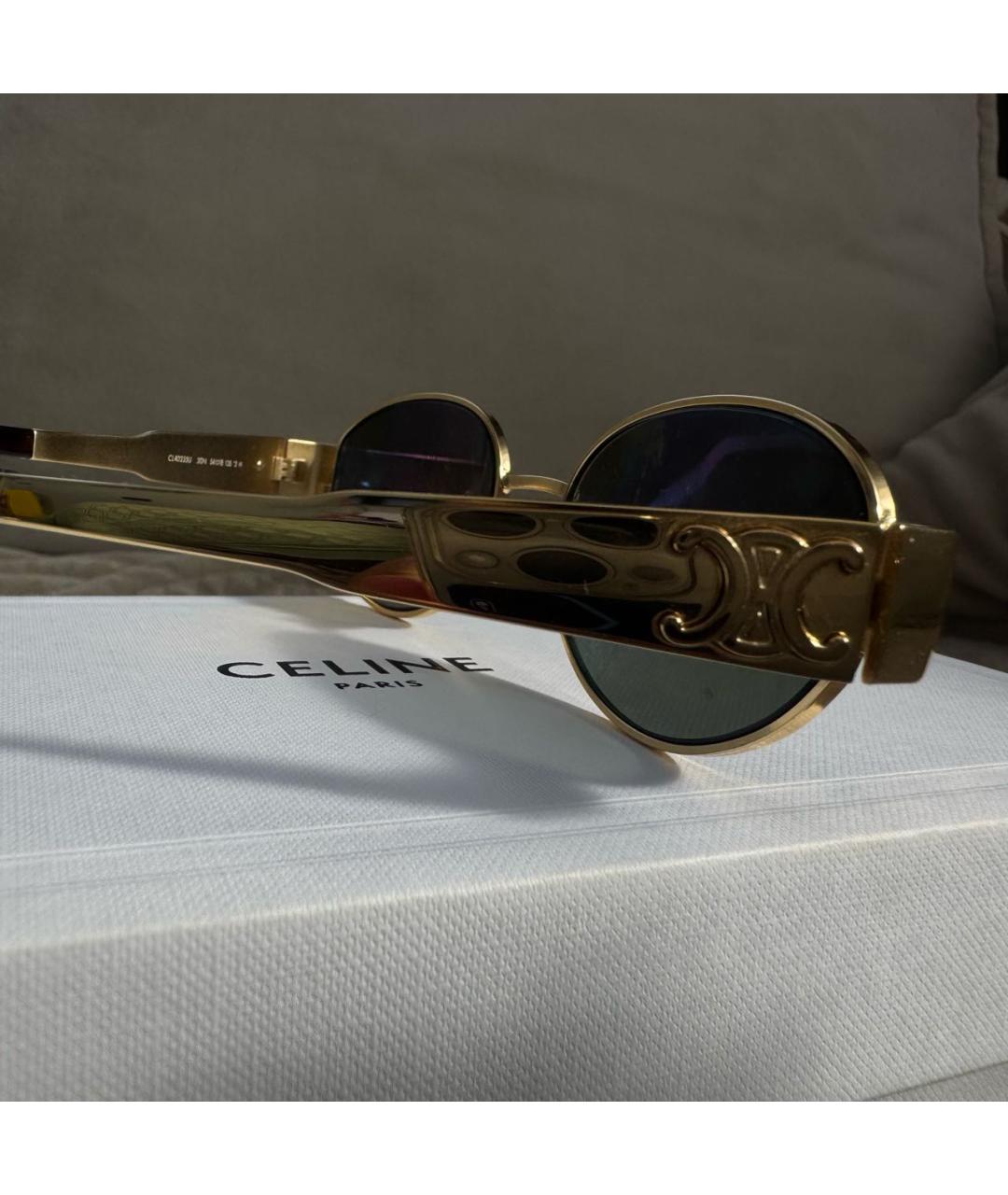 CELINE Золотые металлические солнцезащитные очки, фото 2