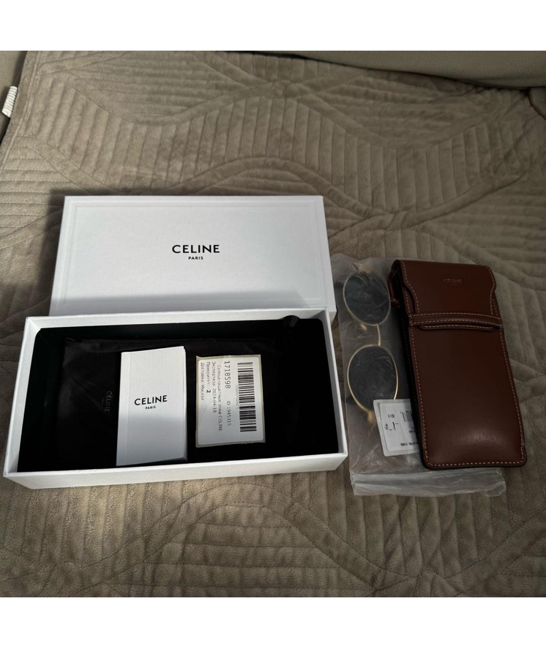 CELINE Золотые металлические солнцезащитные очки, фото 6