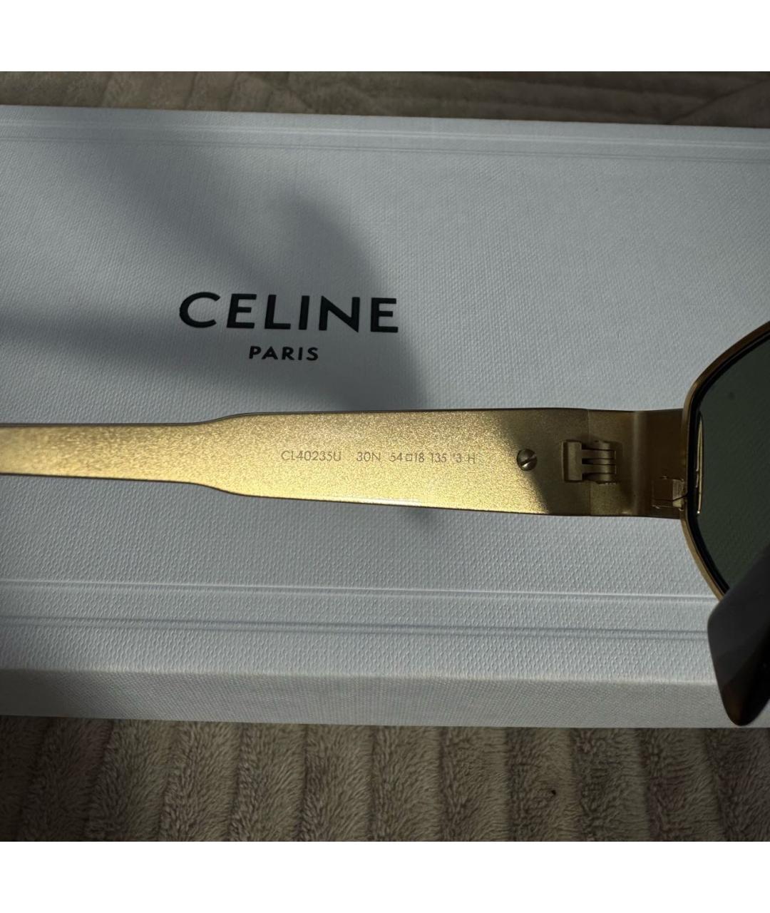 CELINE Золотые металлические солнцезащитные очки, фото 8