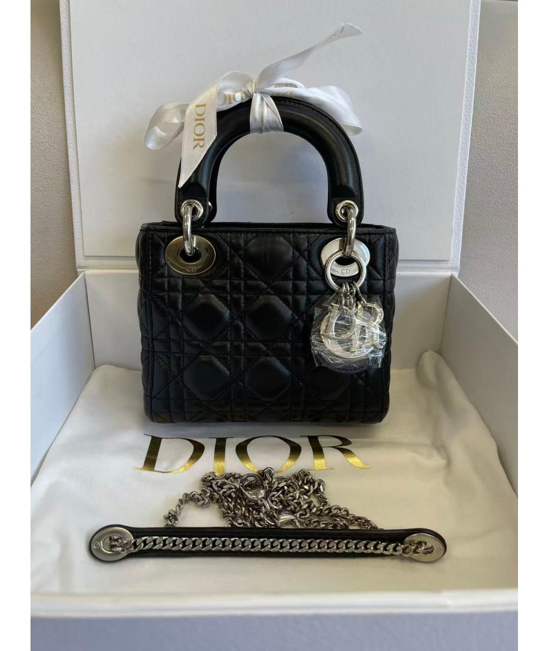 CHRISTIAN DIOR Черная кожаная сумка тоут, фото 7
