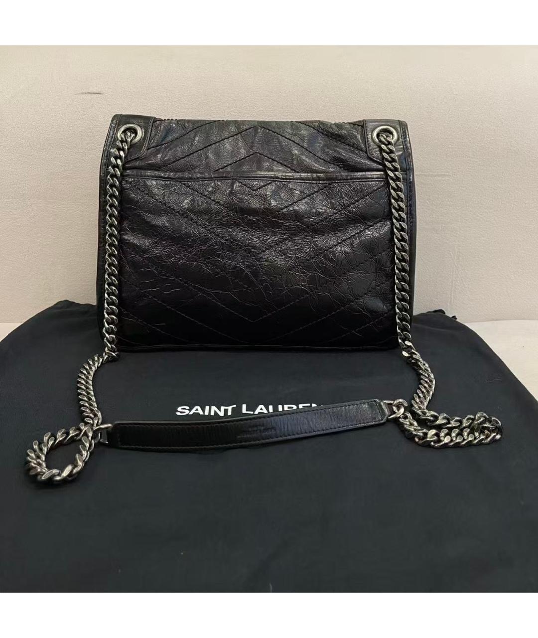 SAINT LAURENT Черная кожаная сумка через плечо, фото 2