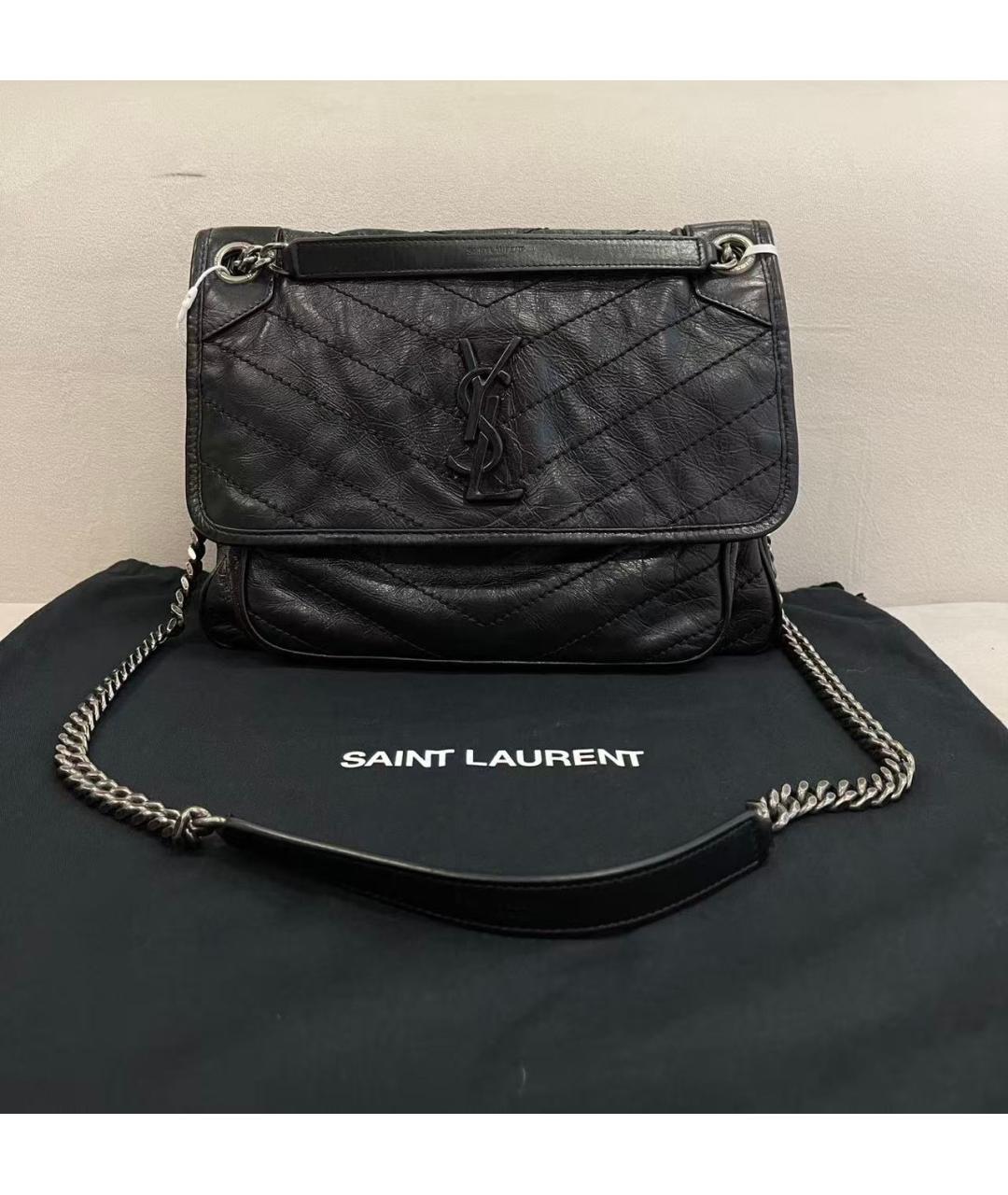SAINT LAURENT Черная кожаная сумка через плечо, фото 7