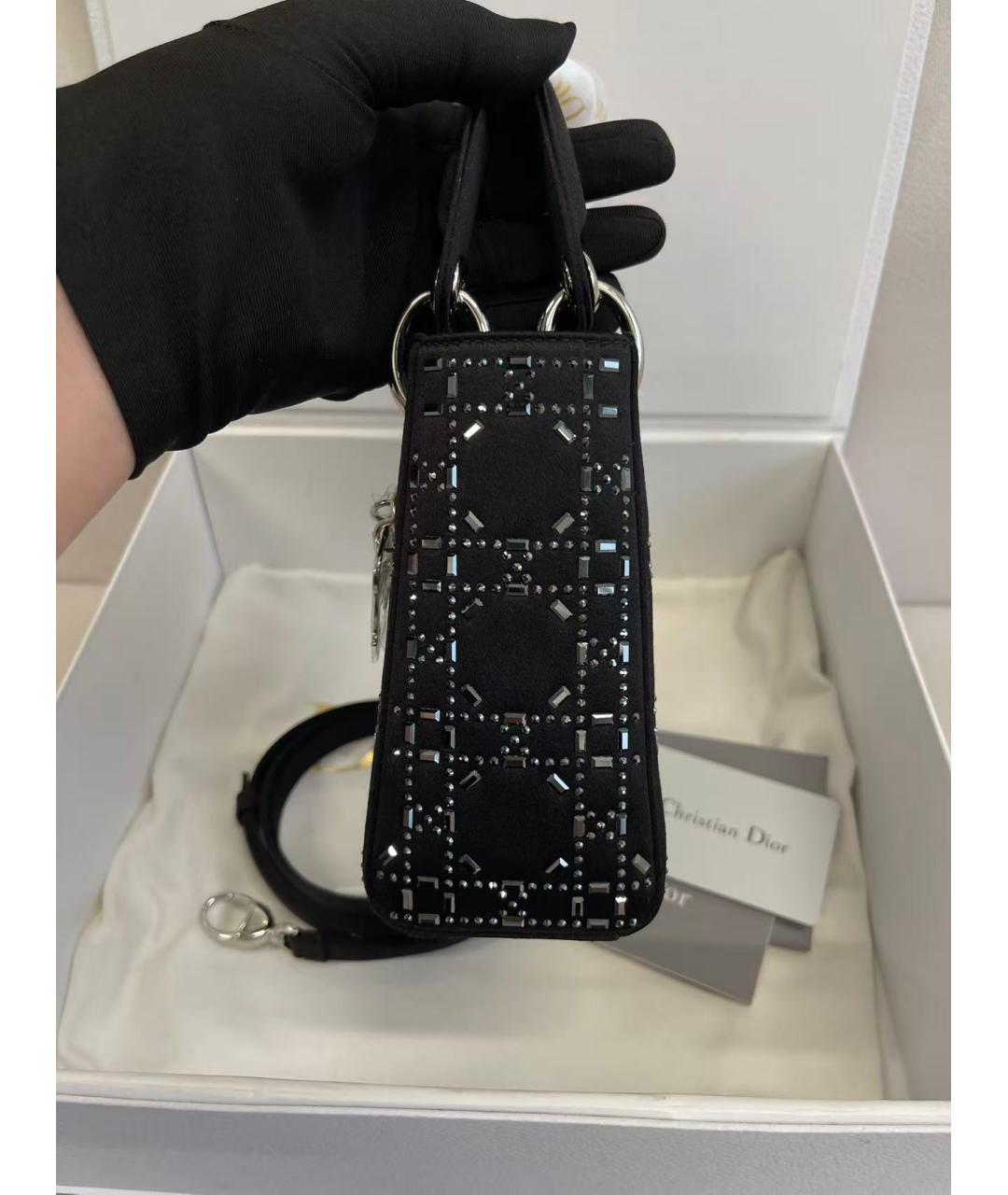 CHRISTIAN DIOR Черная шелковая сумка тоут, фото 4
