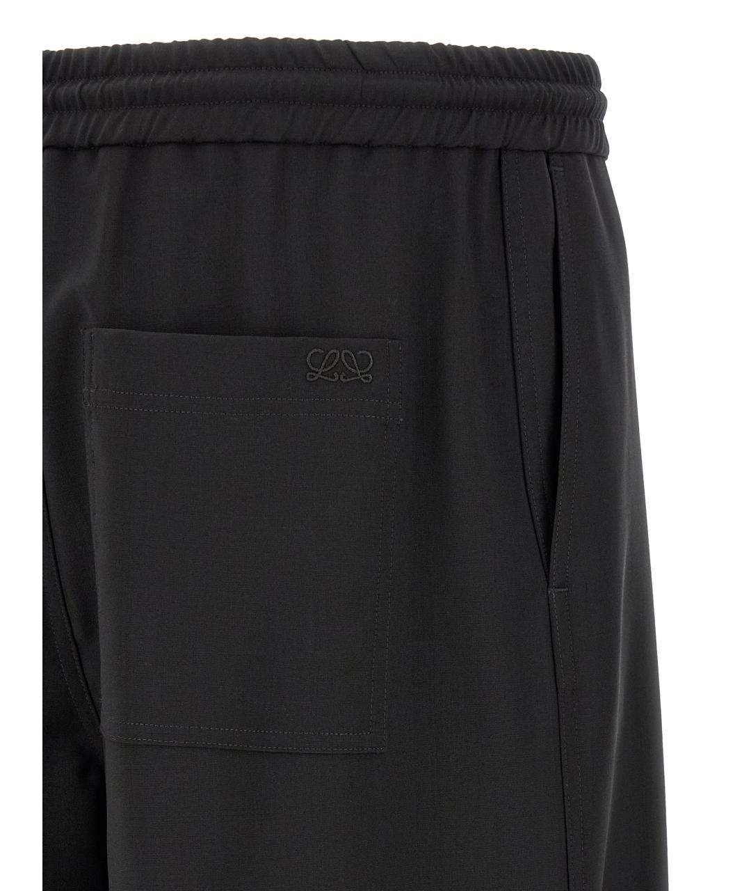 LOEWE Черные шерстяные повседневные брюки, фото 4