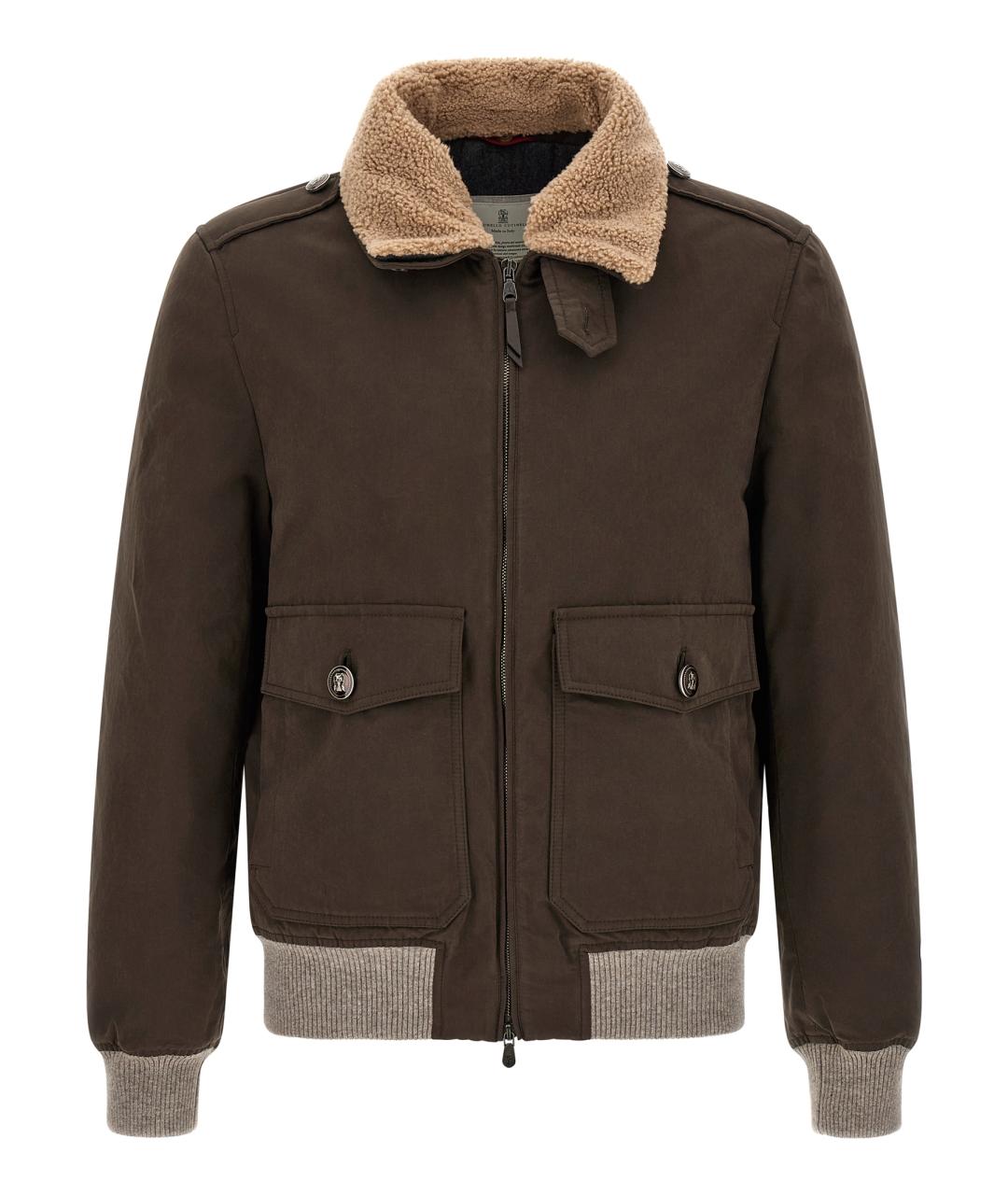 BRUNELLO CUCINELLI Коричневая хлопковая куртка, фото 1