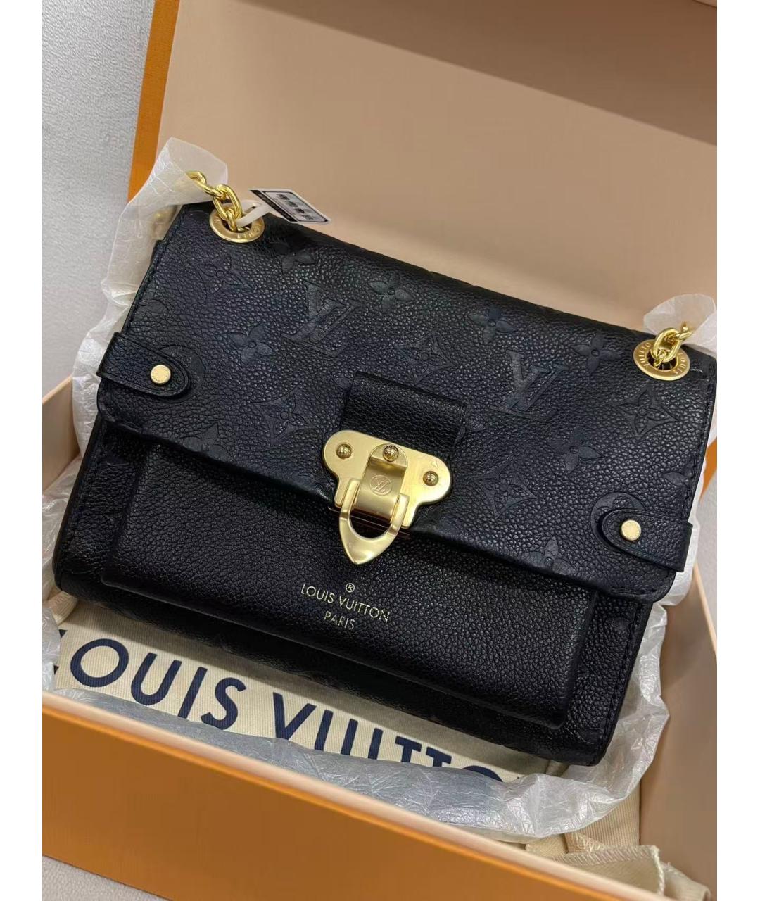 LOUIS VUITTON Черная кожаная сумка через плечо, фото 3