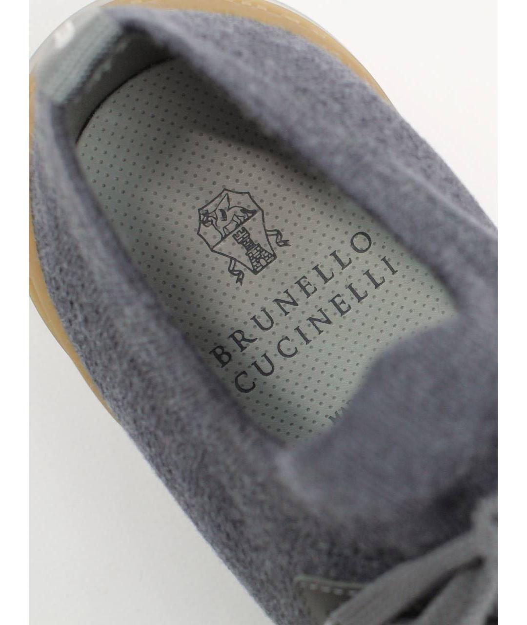 BRUNELLO CUCINELLI Антрацитовые текстильные низкие кроссовки / кеды, фото 3