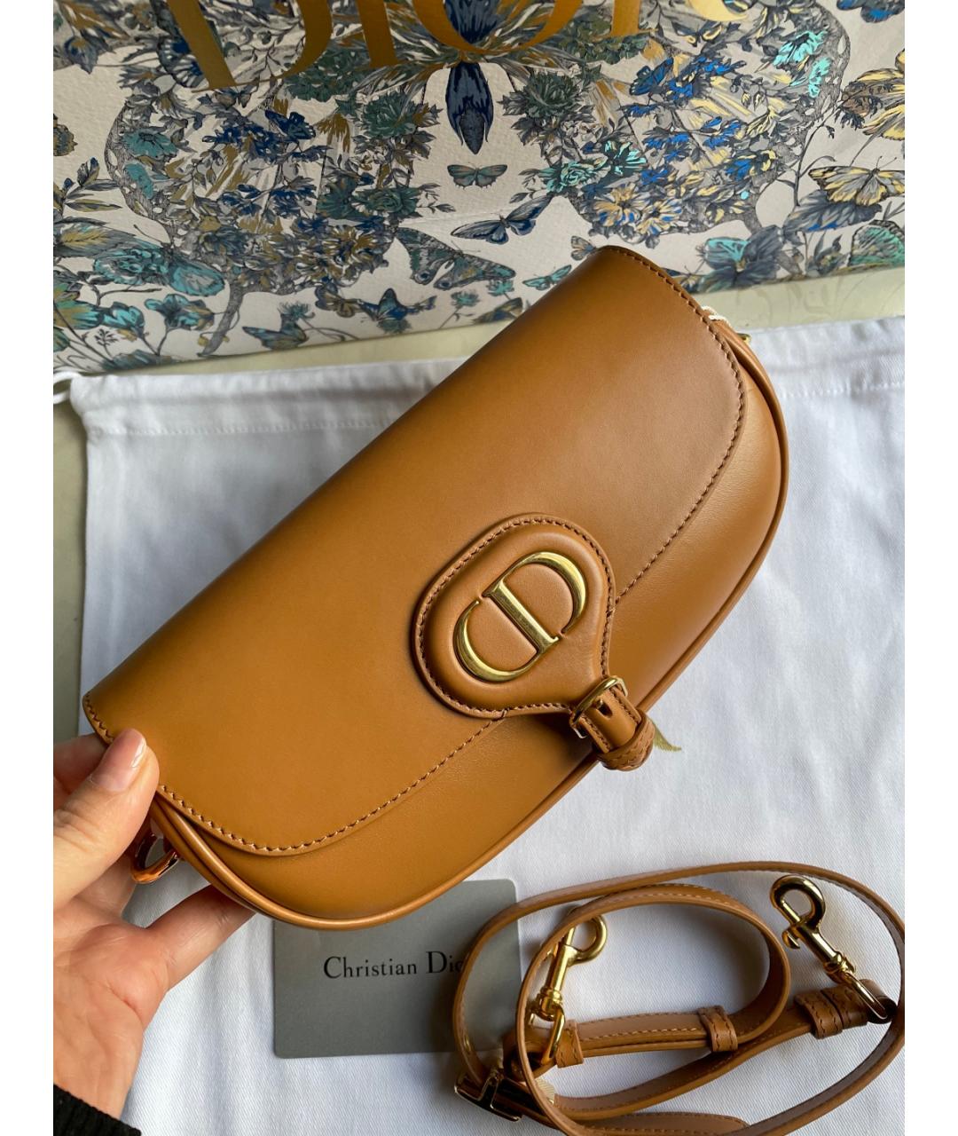CHRISTIAN DIOR Коричневая кожаная сумка тоут, фото 2