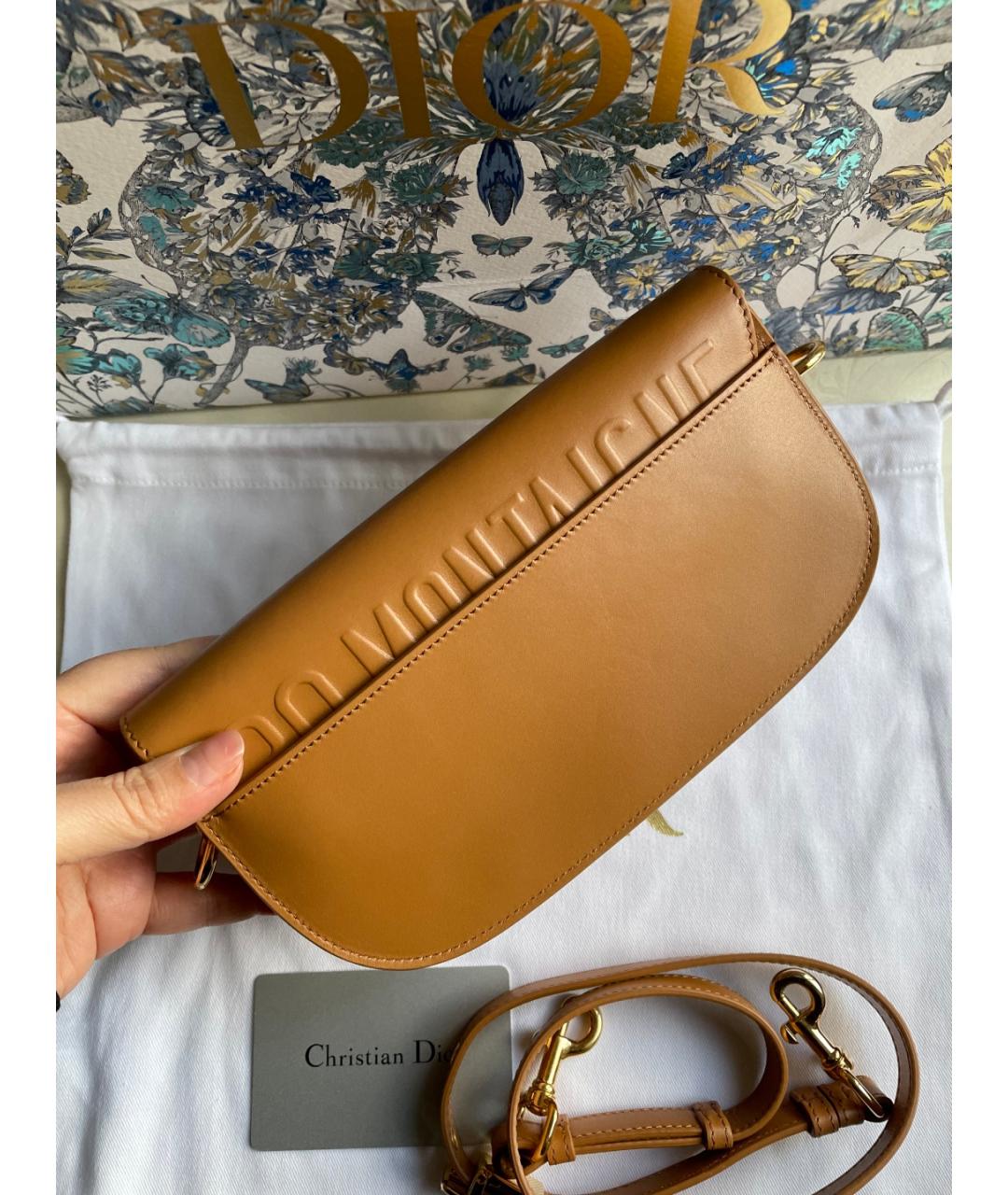 CHRISTIAN DIOR Коричневая кожаная сумка тоут, фото 3