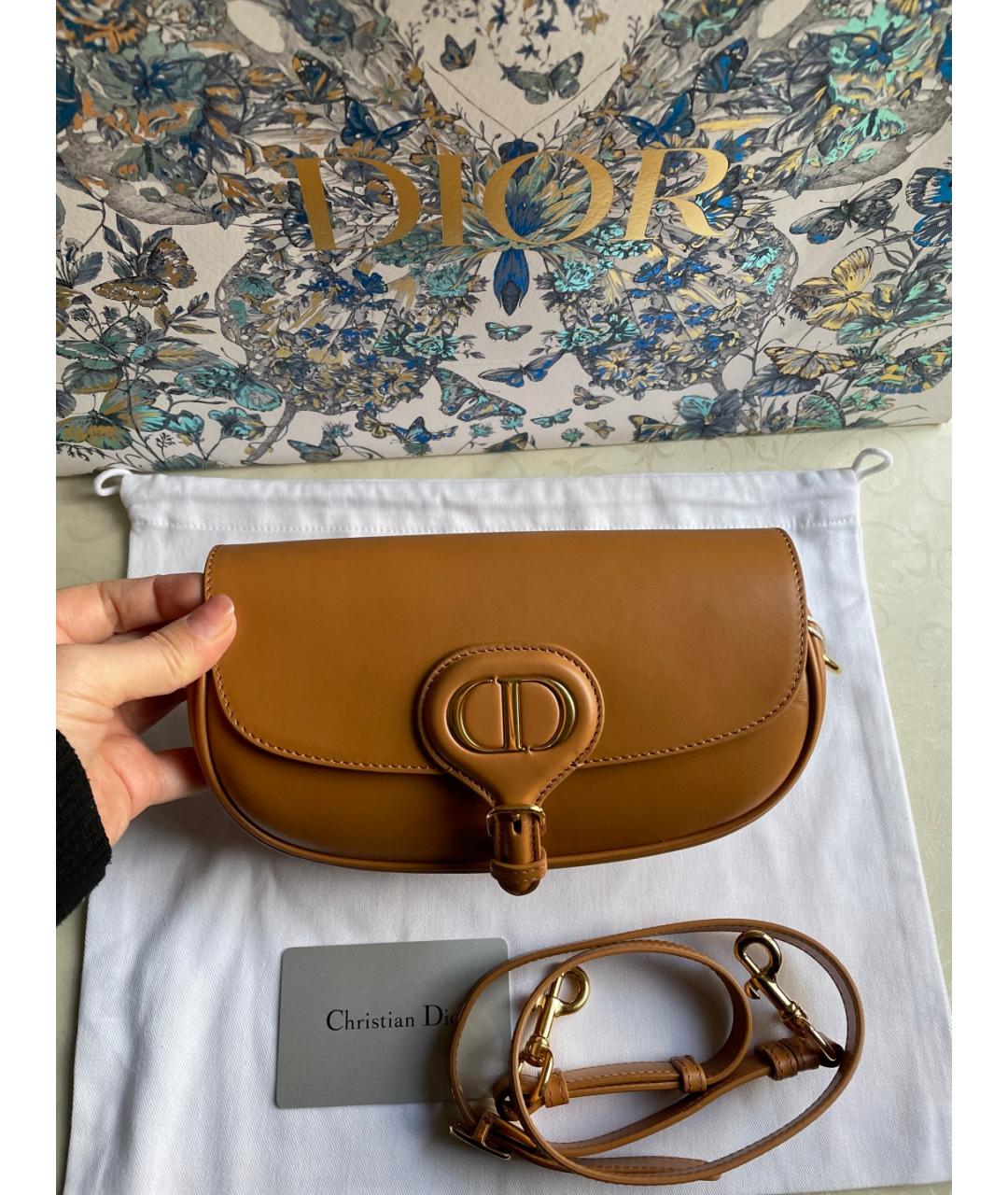 CHRISTIAN DIOR Коричневая кожаная сумка тоут, фото 7