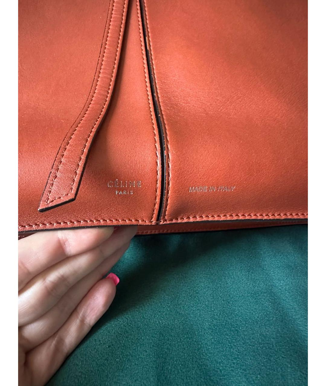 CELINE Оранжевая кожаная сумка через плечо, фото 2