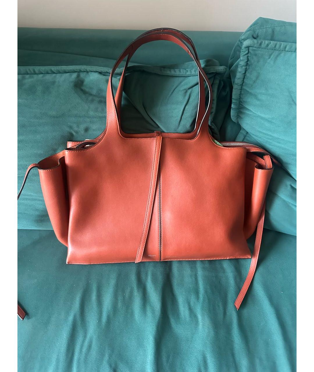 CELINE Оранжевая кожаная сумка через плечо, фото 4