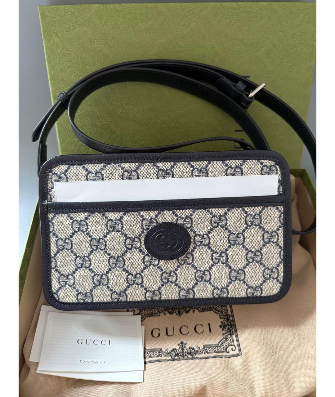 GUCCI Серая кожаная сумка через плечо, фото 2