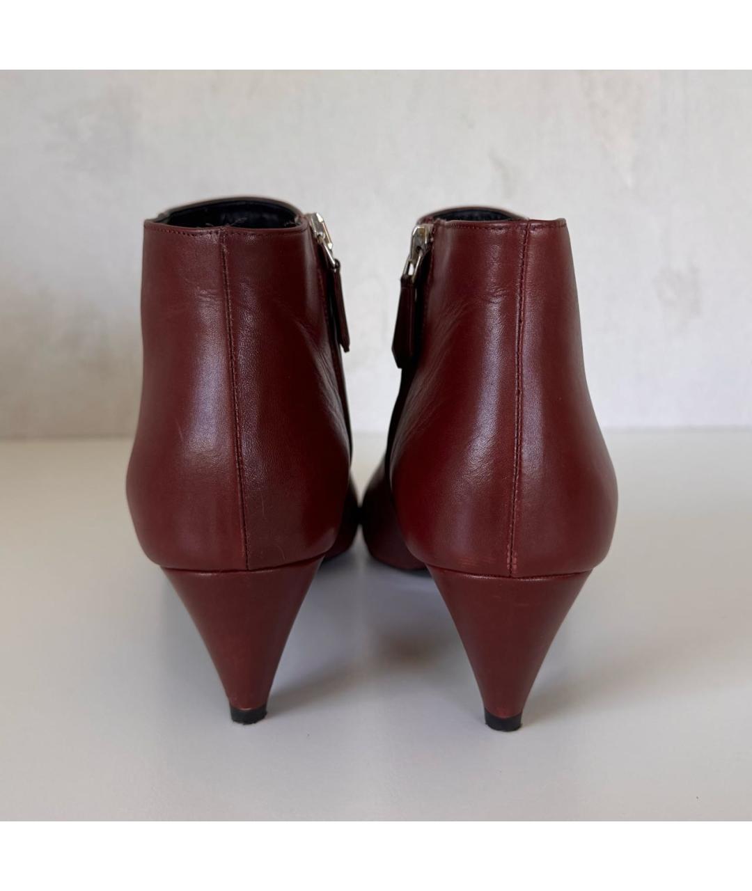 PRADA Бордовые кожаные ботильоны, фото 4
