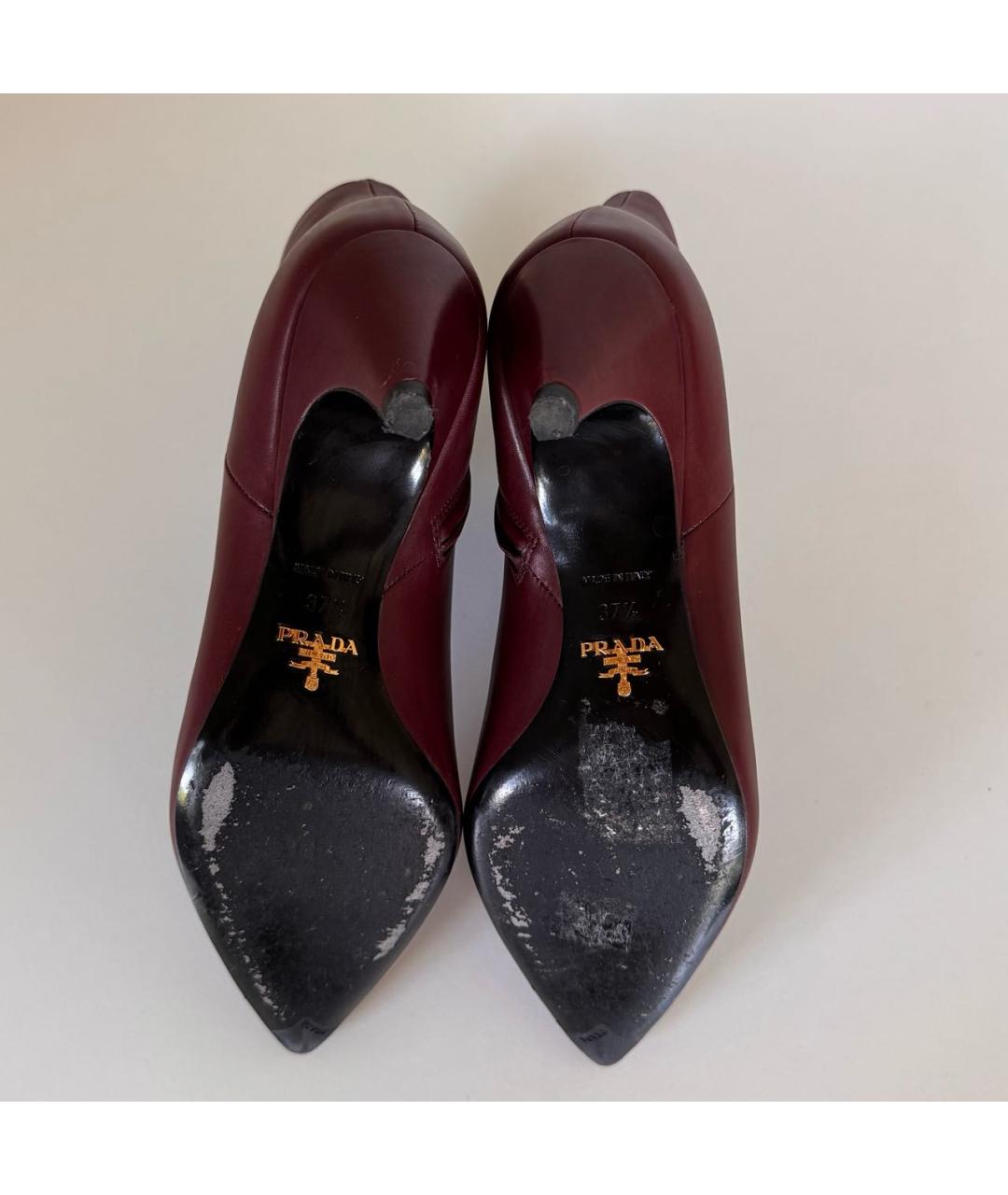 PRADA Бордовые кожаные ботильоны, фото 5