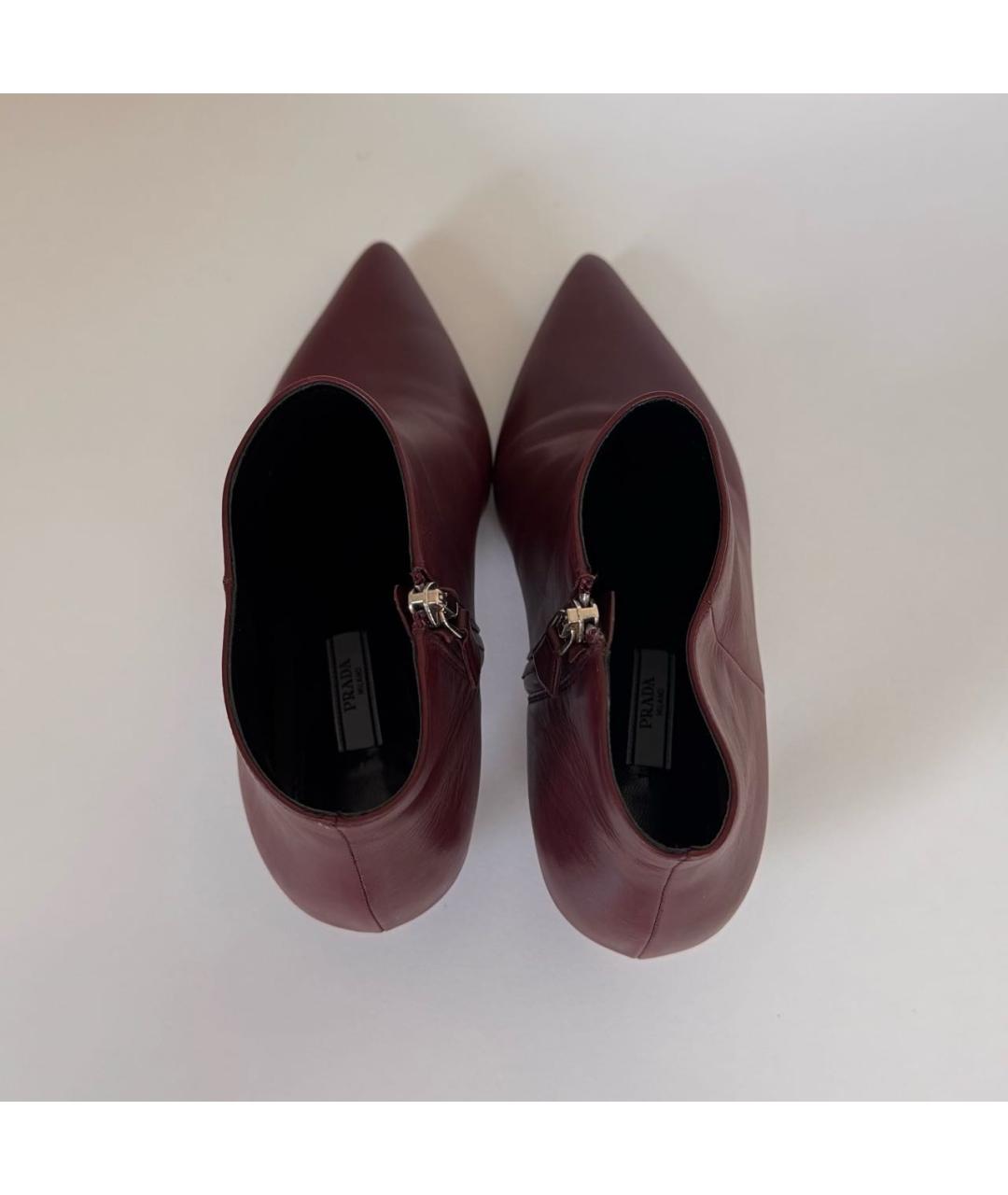 PRADA Бордовые кожаные ботильоны, фото 3