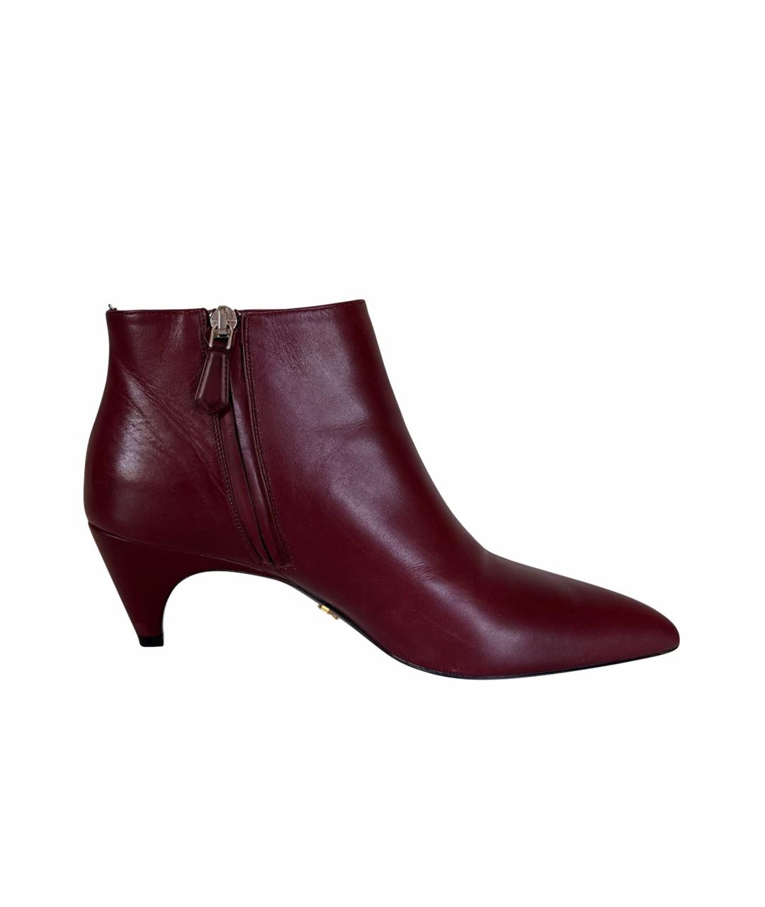 PRADA Бордовые кожаные ботильоны, фото 8