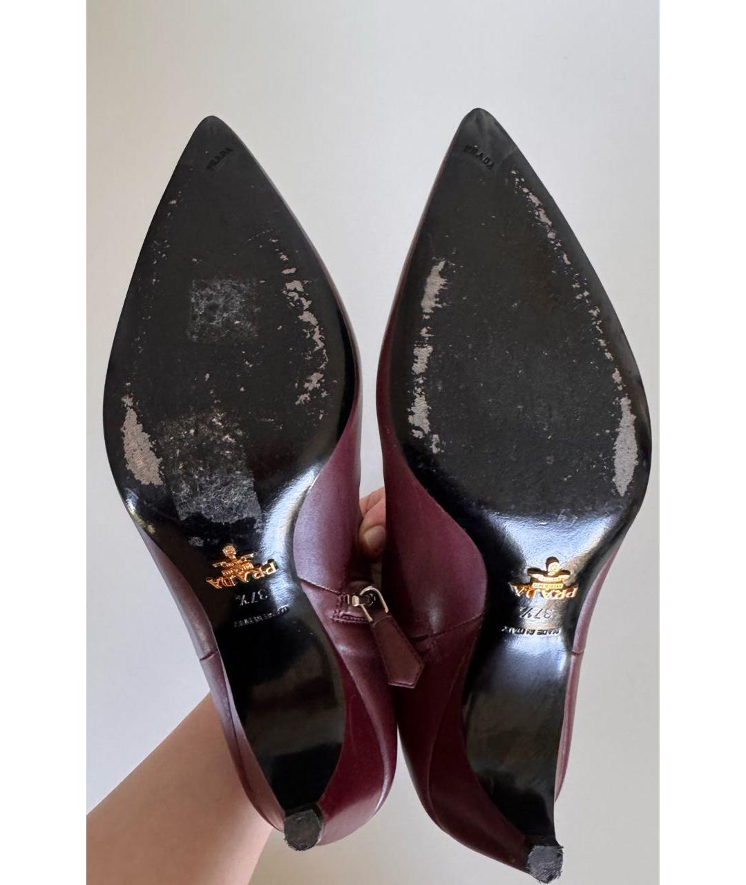 PRADA Бордовые кожаные ботильоны, фото 6