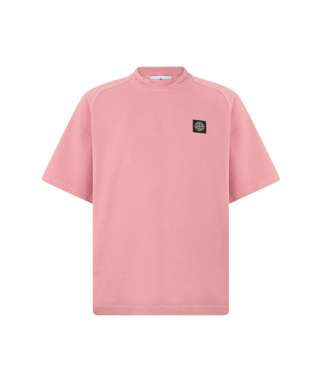 STONE ISLAND Розовая хлопковая футболка, фото 1