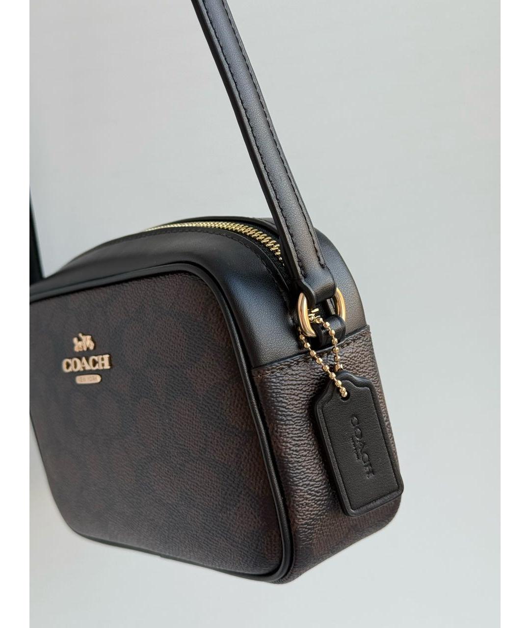 COACH Коричневая сумка через плечо из канвы, фото 7