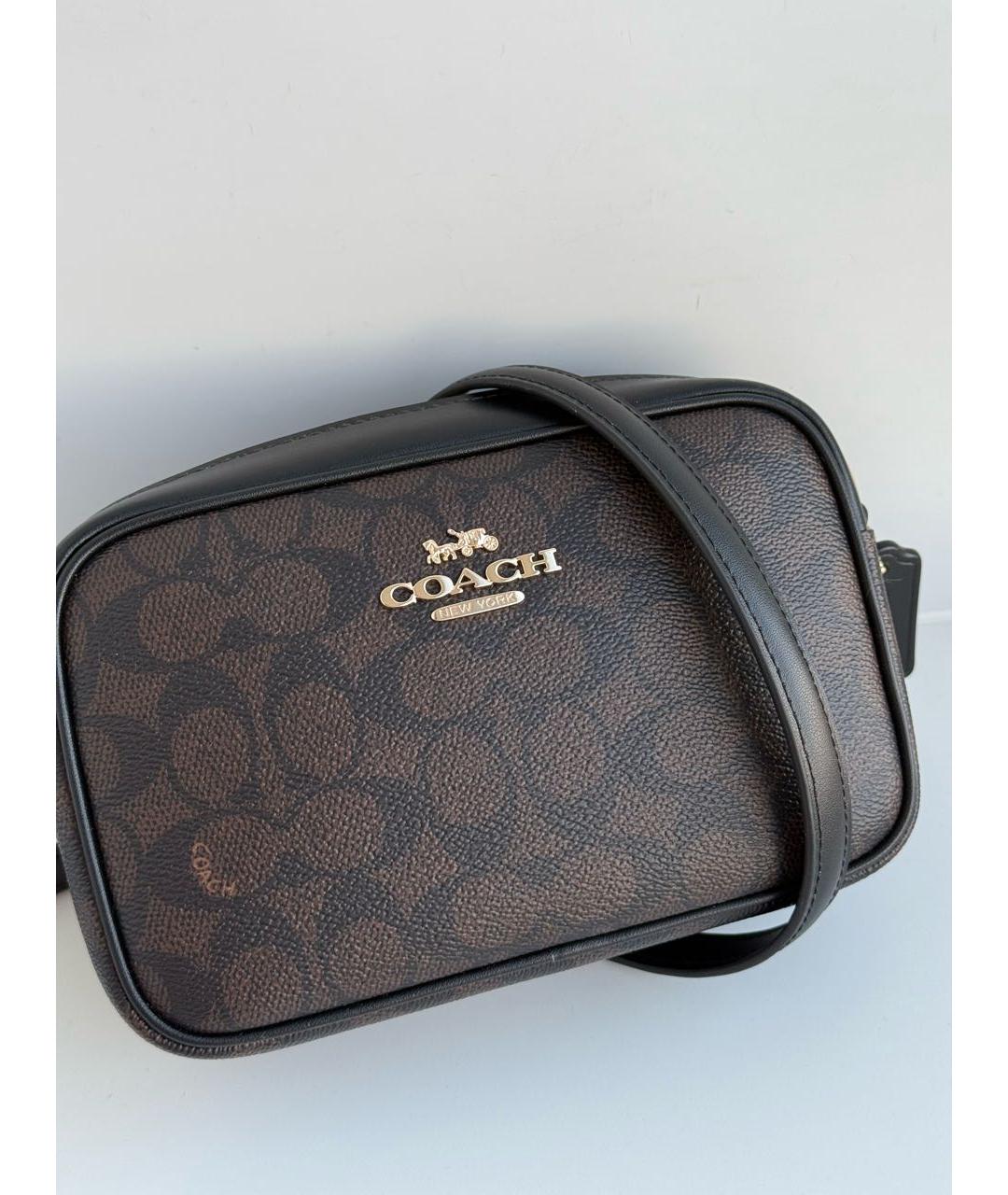 COACH Коричневая сумка через плечо из канвы, фото 5