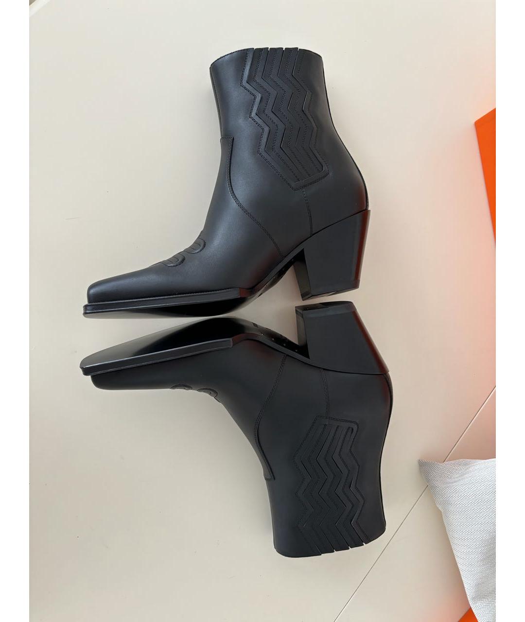 HERMES Черные кожаные полусапоги, фото 4