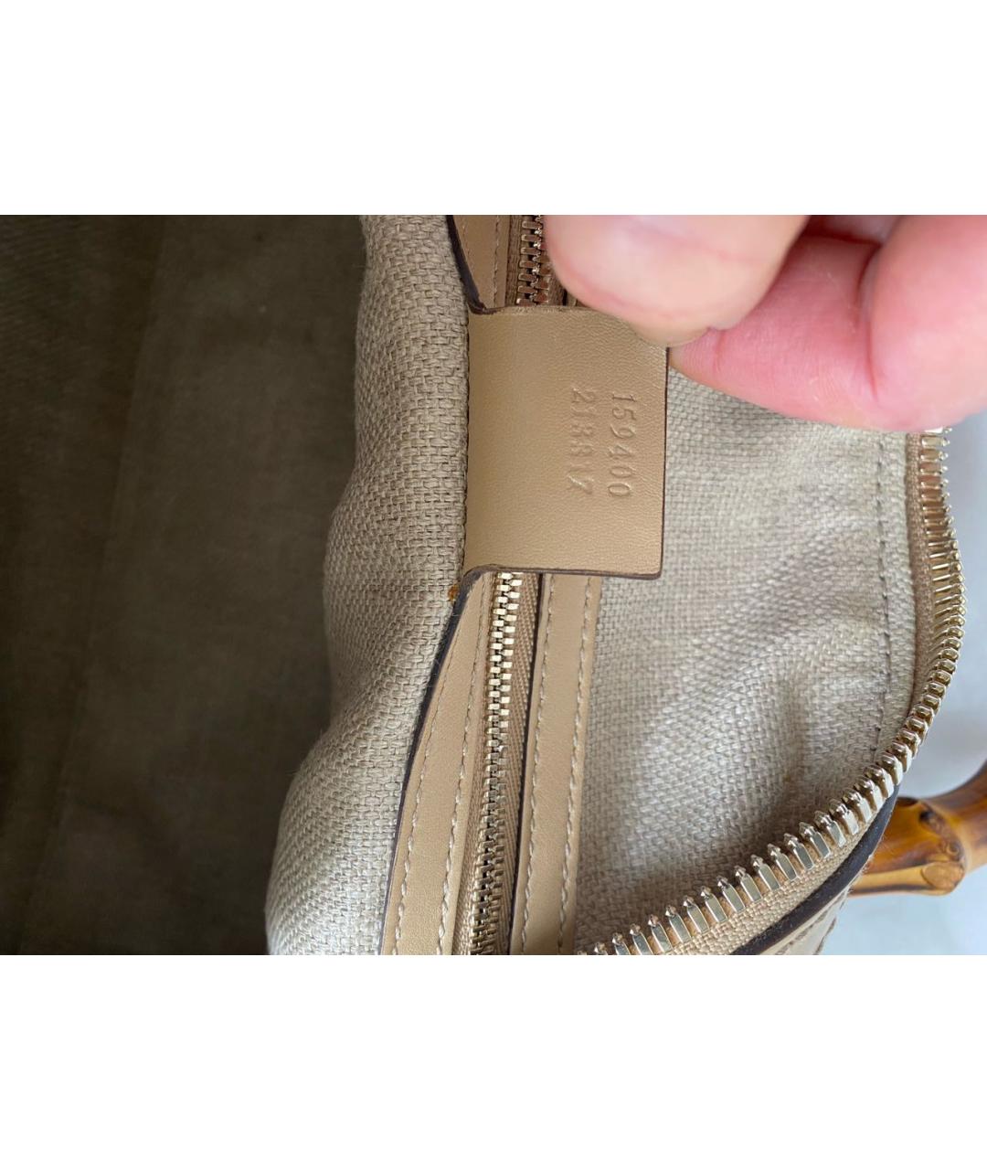 GUCCI Бежевая сумка с короткими ручками из кожи аллигатора, фото 4