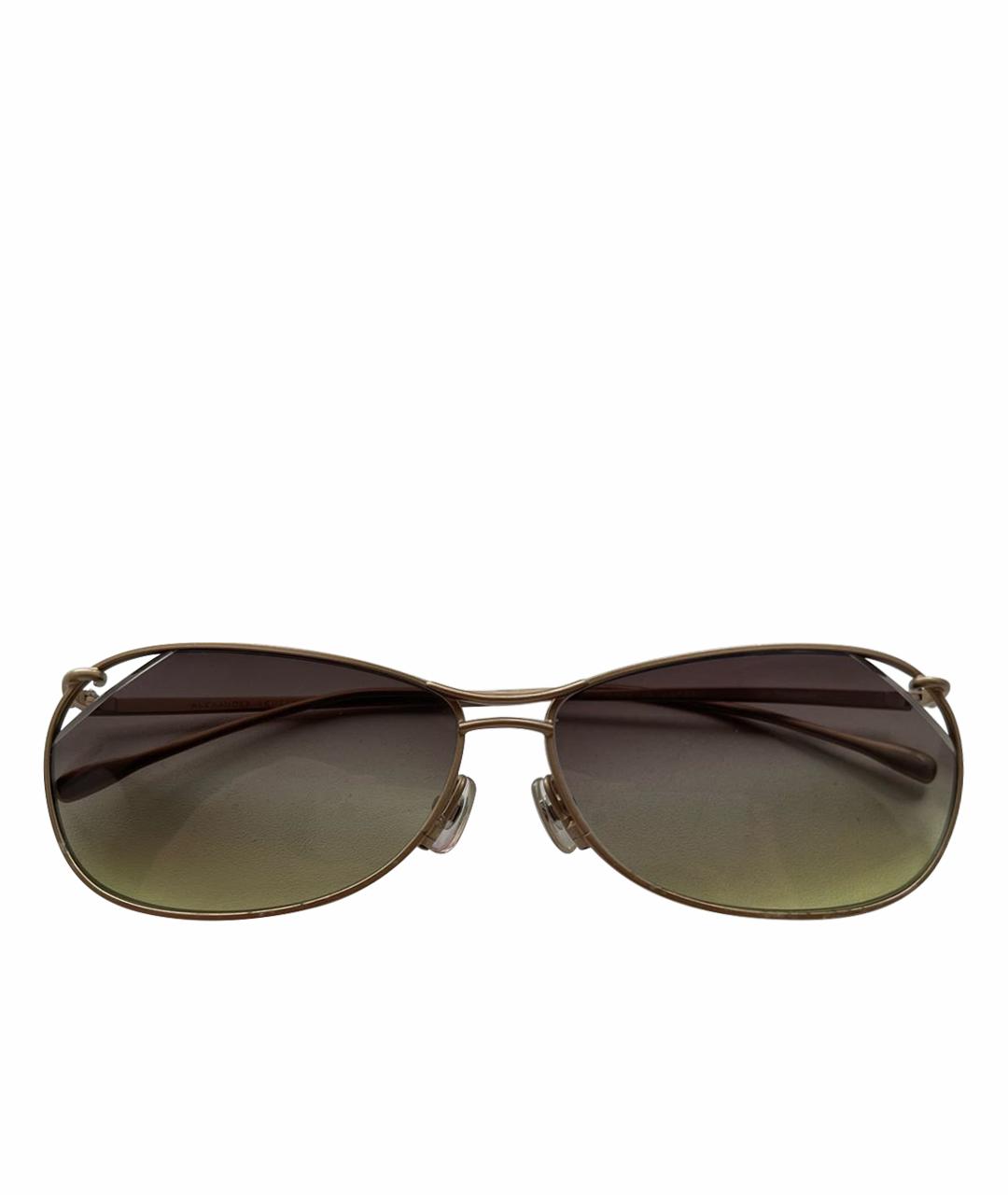 ALEXANDER MCQUEEN Золотые пластиковые солнцезащитные очки, фото 1