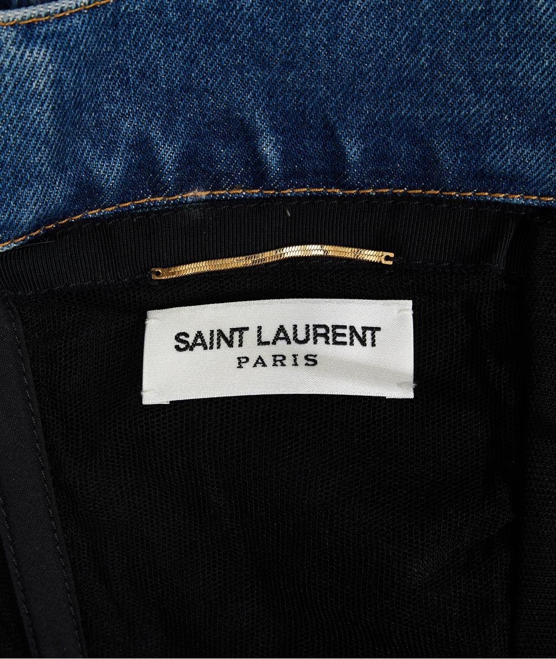 SAINT LAURENT Голубое хлопковое коктейльное платье, фото 3