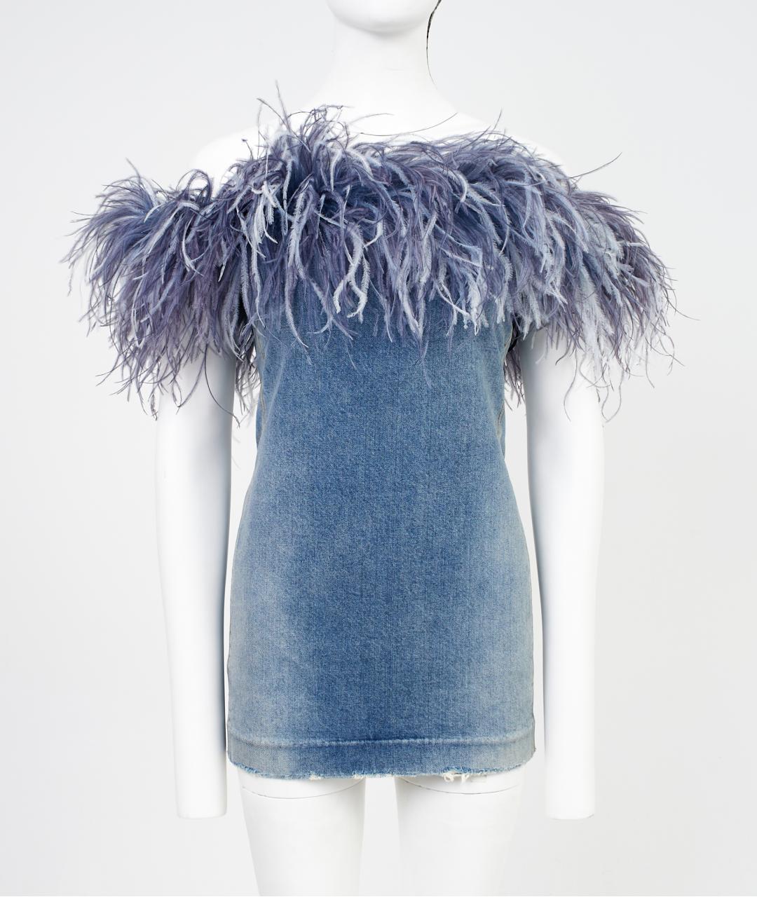 SAINT LAURENT Голубое хлопковое коктейльное платье, фото 6